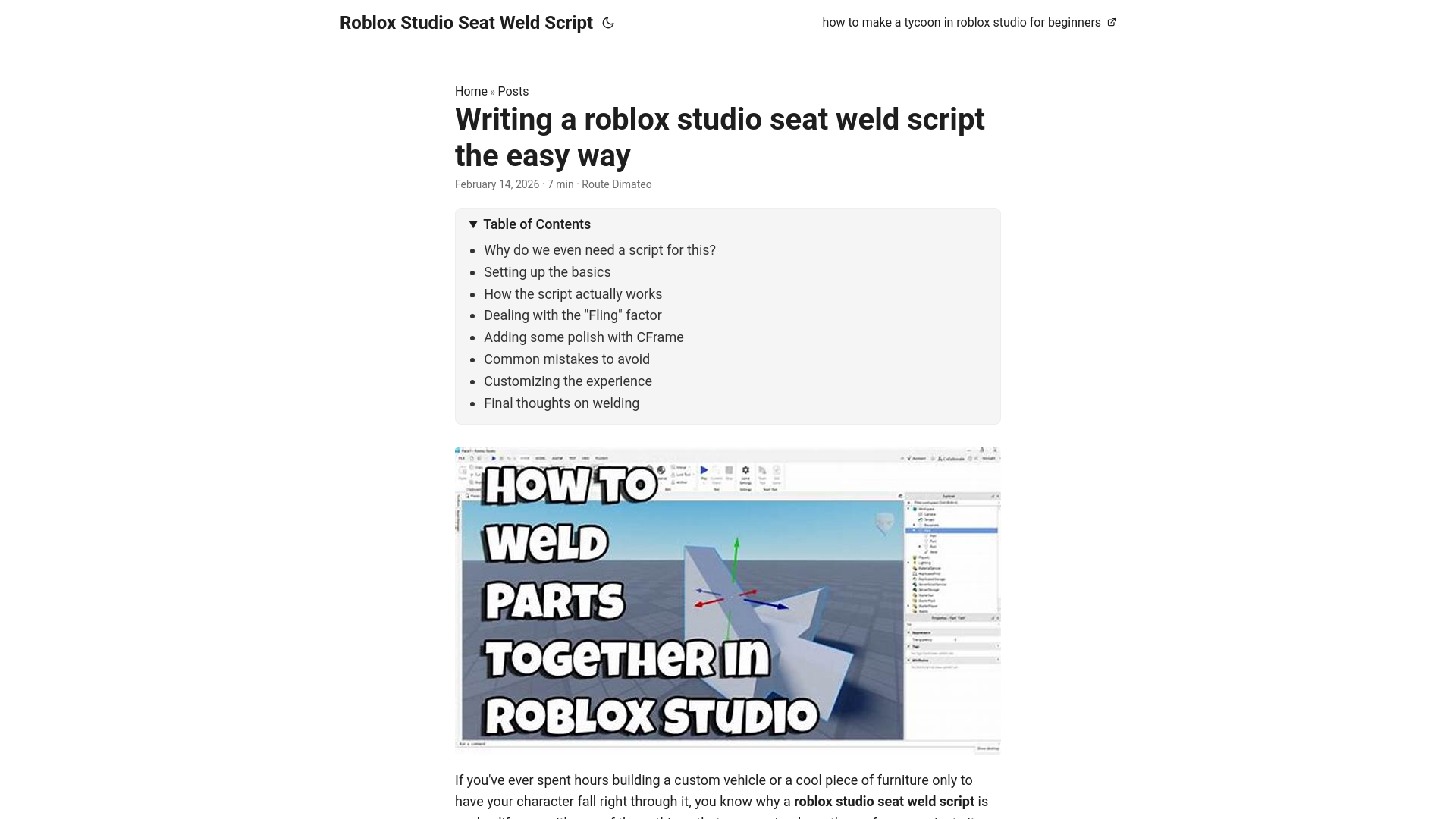 website screenshot of https://roblox-studio-seat-weld-script.pages.dev/