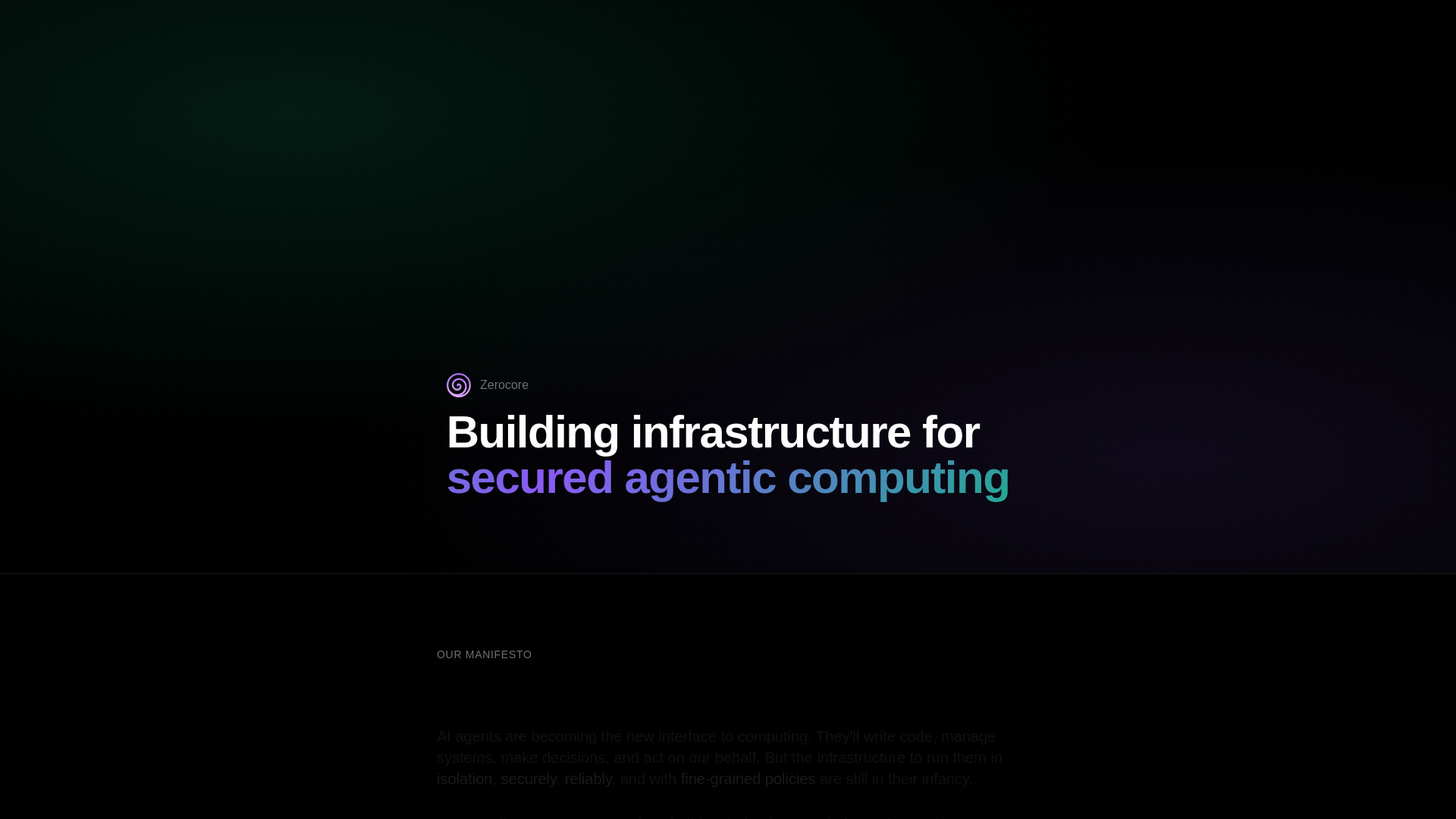 website screenshot of https://zerocore-ai.pages.dev/