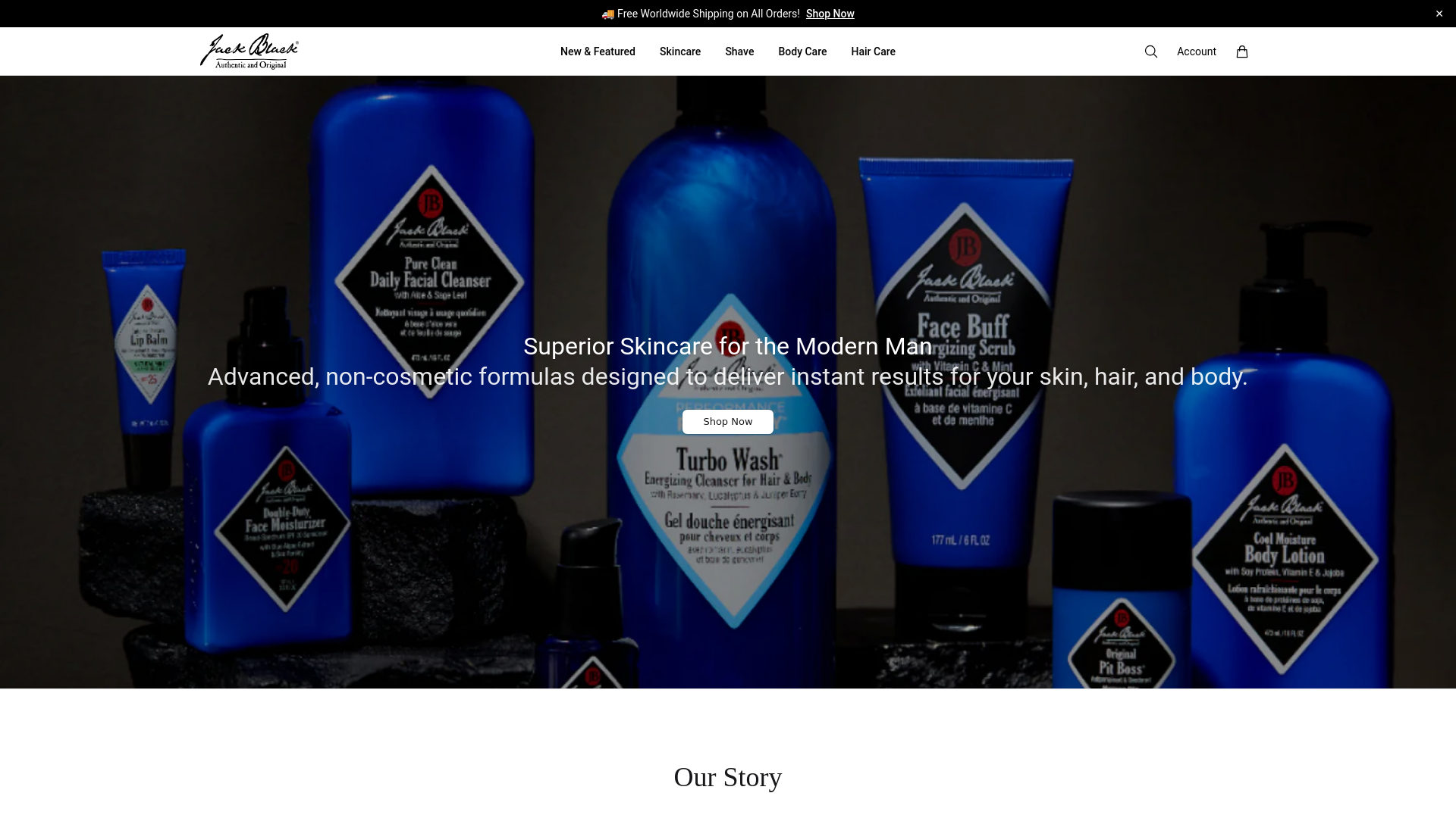 website screenshot of https://jackblackhq.shop/