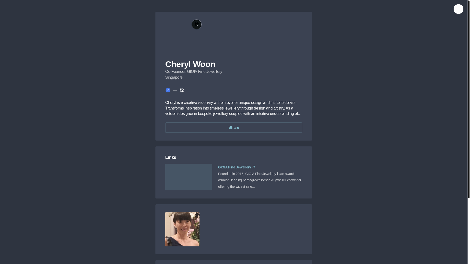 website screenshot of https://cherylwoon.link/