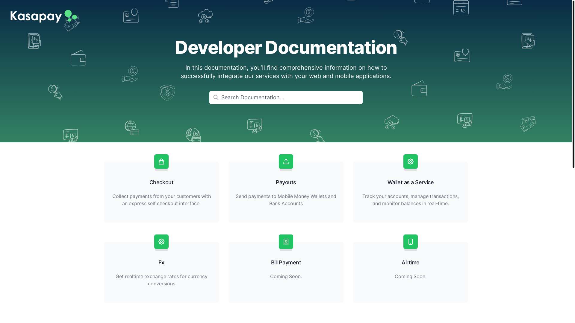 website screenshot of https://kasapay-api-documentation.pages.dev/