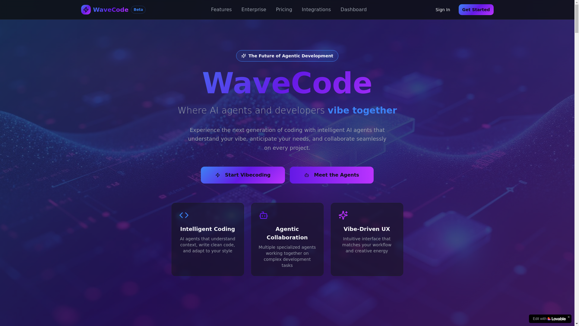 website screenshot of https://wavecode.ai/
