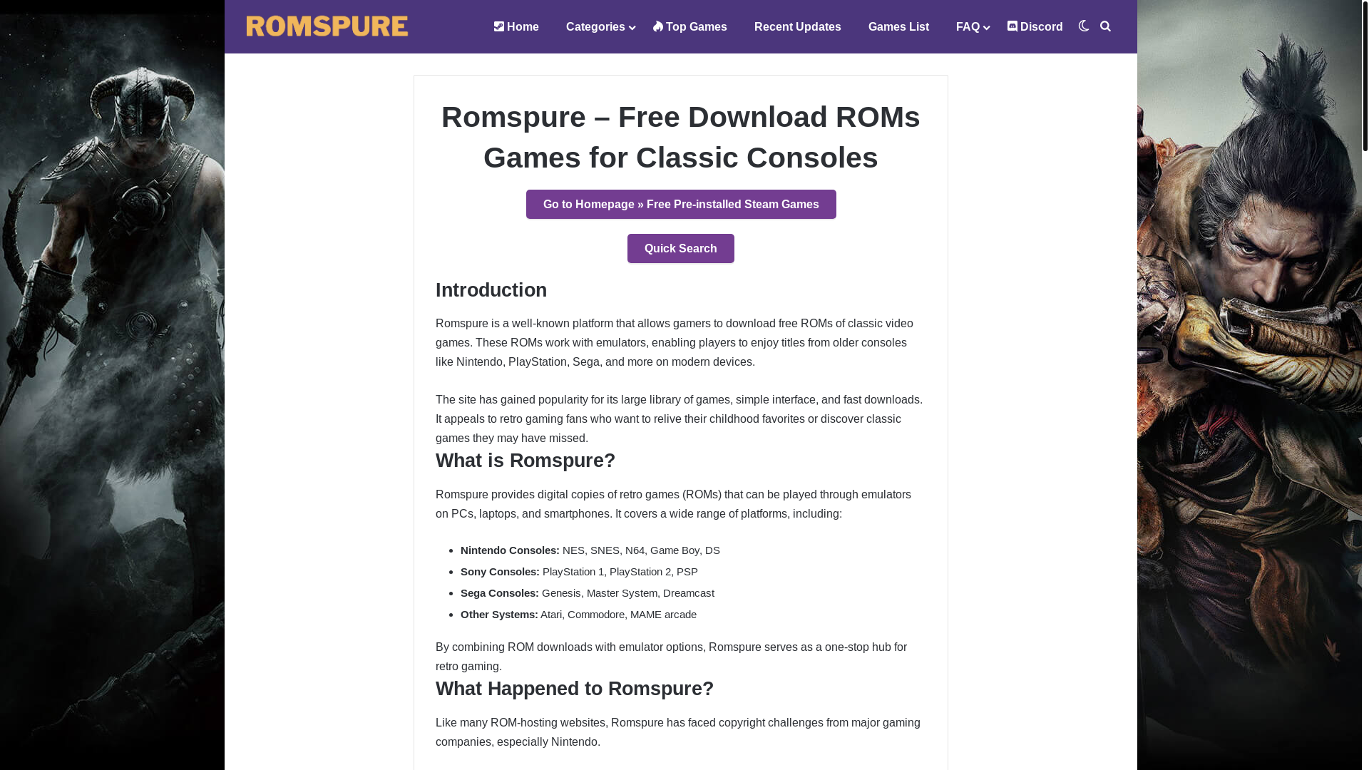 website screenshot of https://romspure-sa-com.pages.dev/