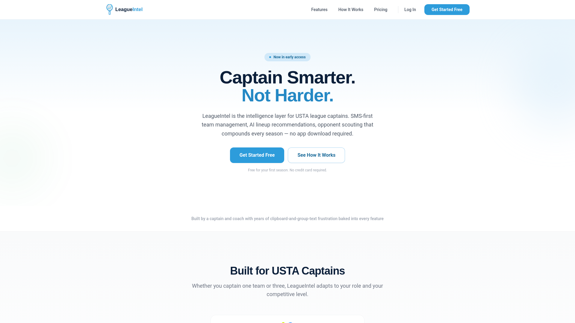 website screenshot of https://leagueintel.app