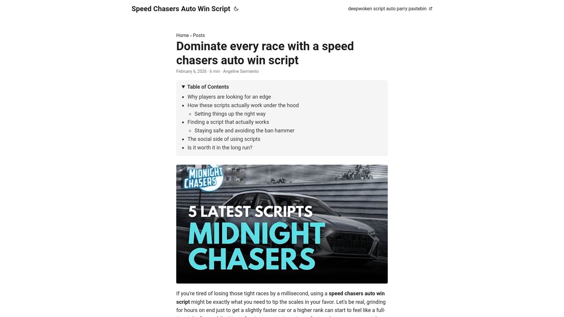 website screenshot of https://speed-chasers-auto-win-script.pages.dev/
