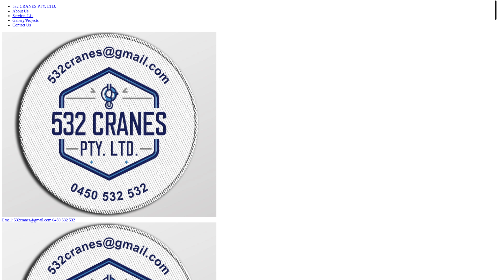 website screenshot of https://532cranes.com.au/