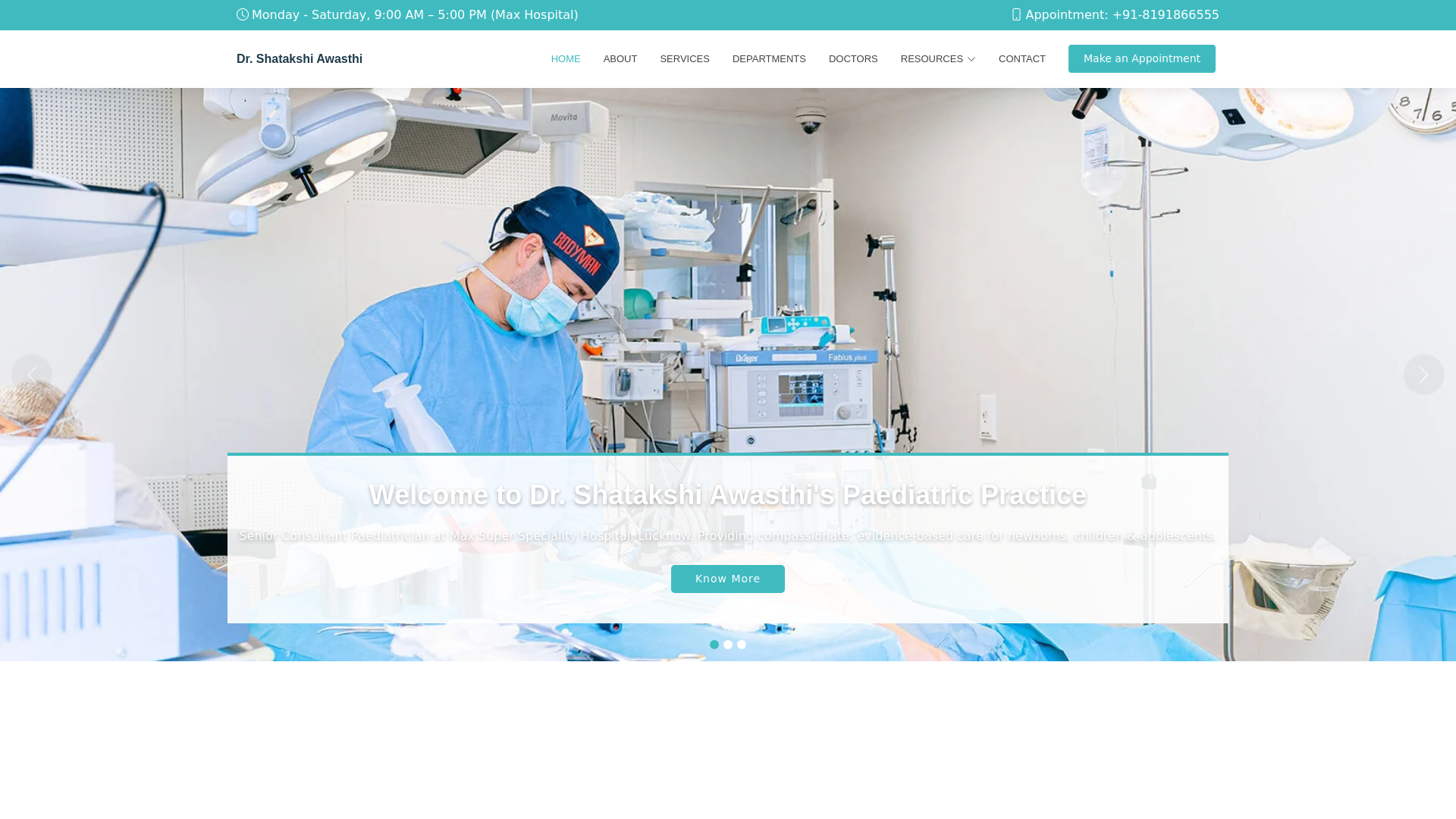 website screenshot of https://drshatakshiawasthi.in/