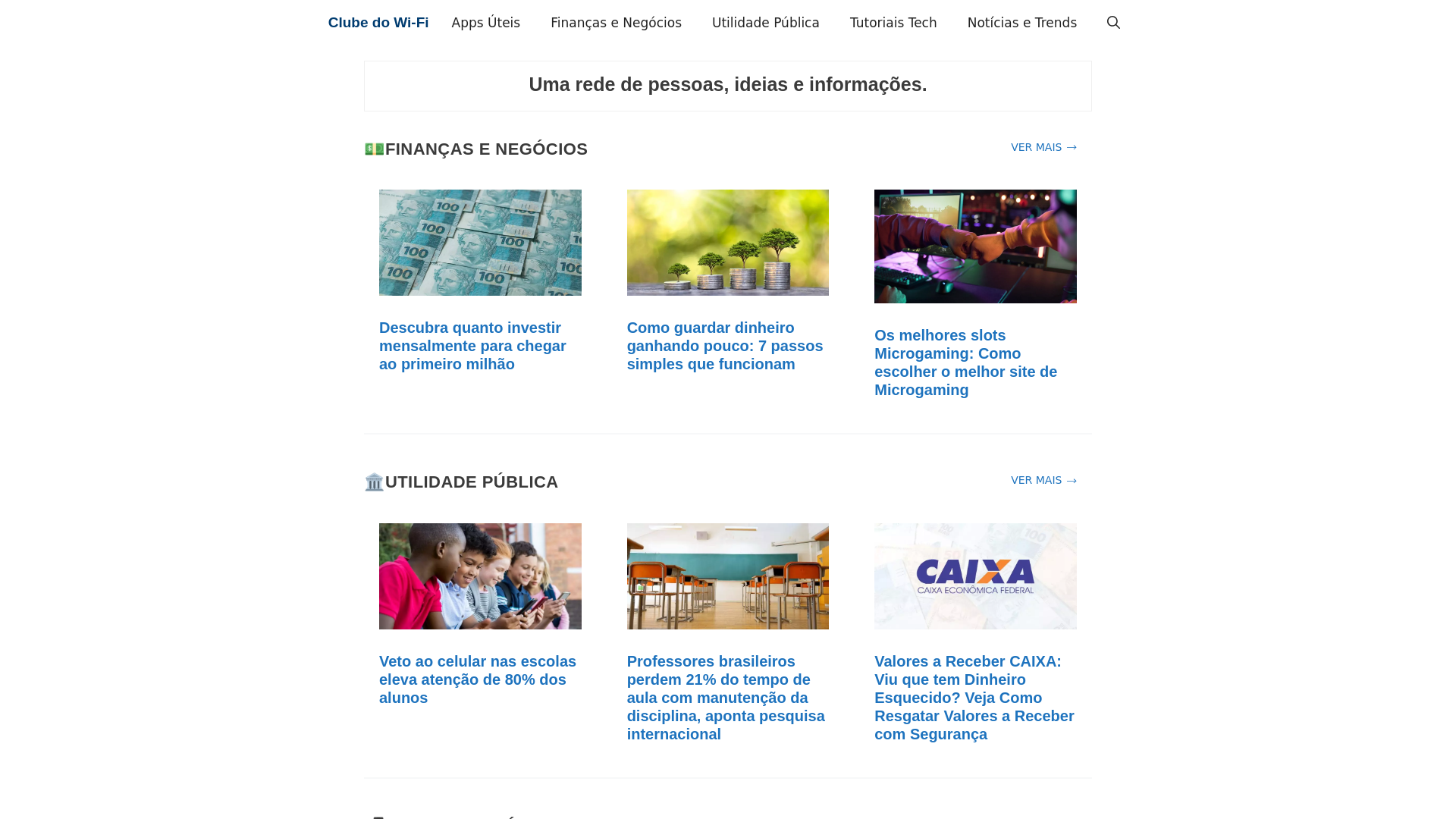 website screenshot of https://clubedowifi.com.br