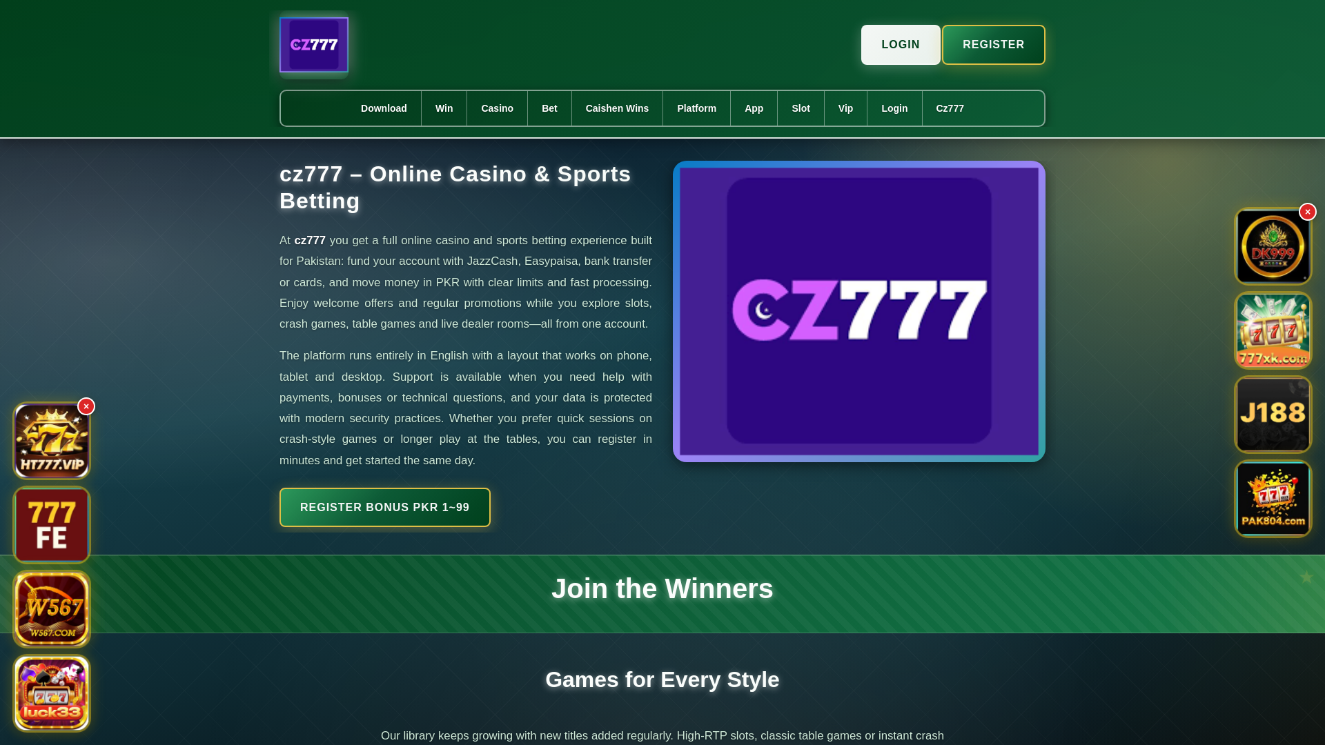 website screenshot of https://cz777salam.com/