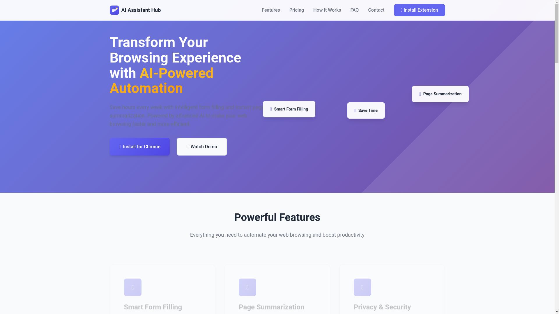 website screenshot of https://ai-assistant-hub-website.pages.dev/