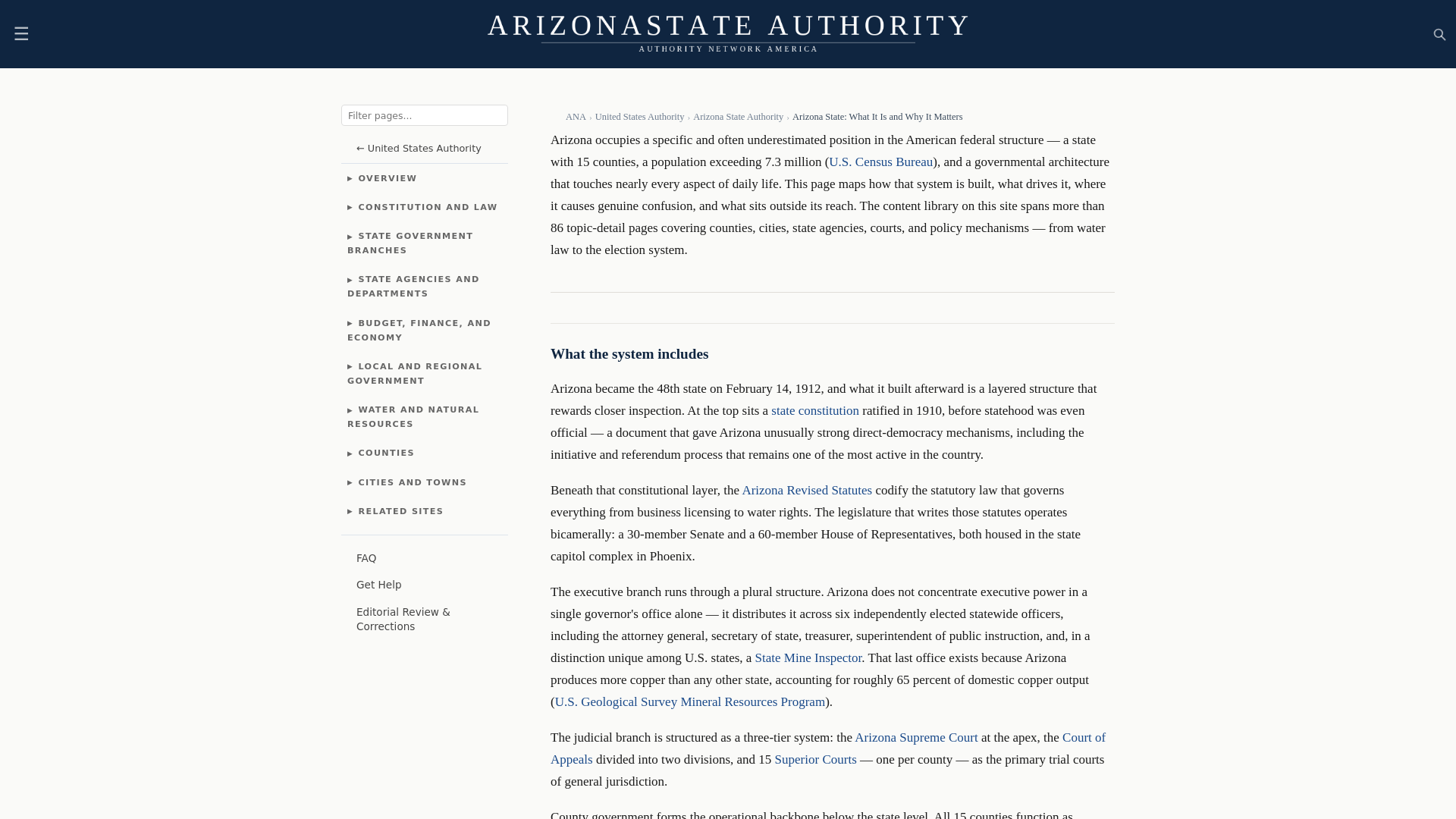 website screenshot of https://arizonastateauthority.com/