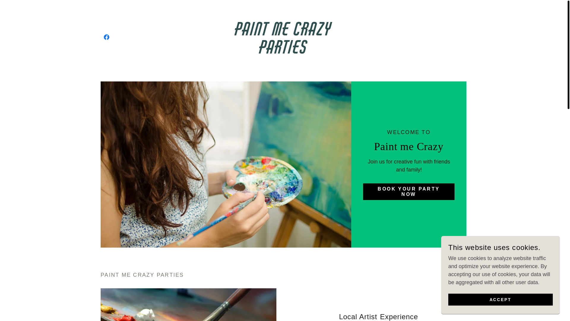 website screenshot of https://paintmecrazyparties.com/