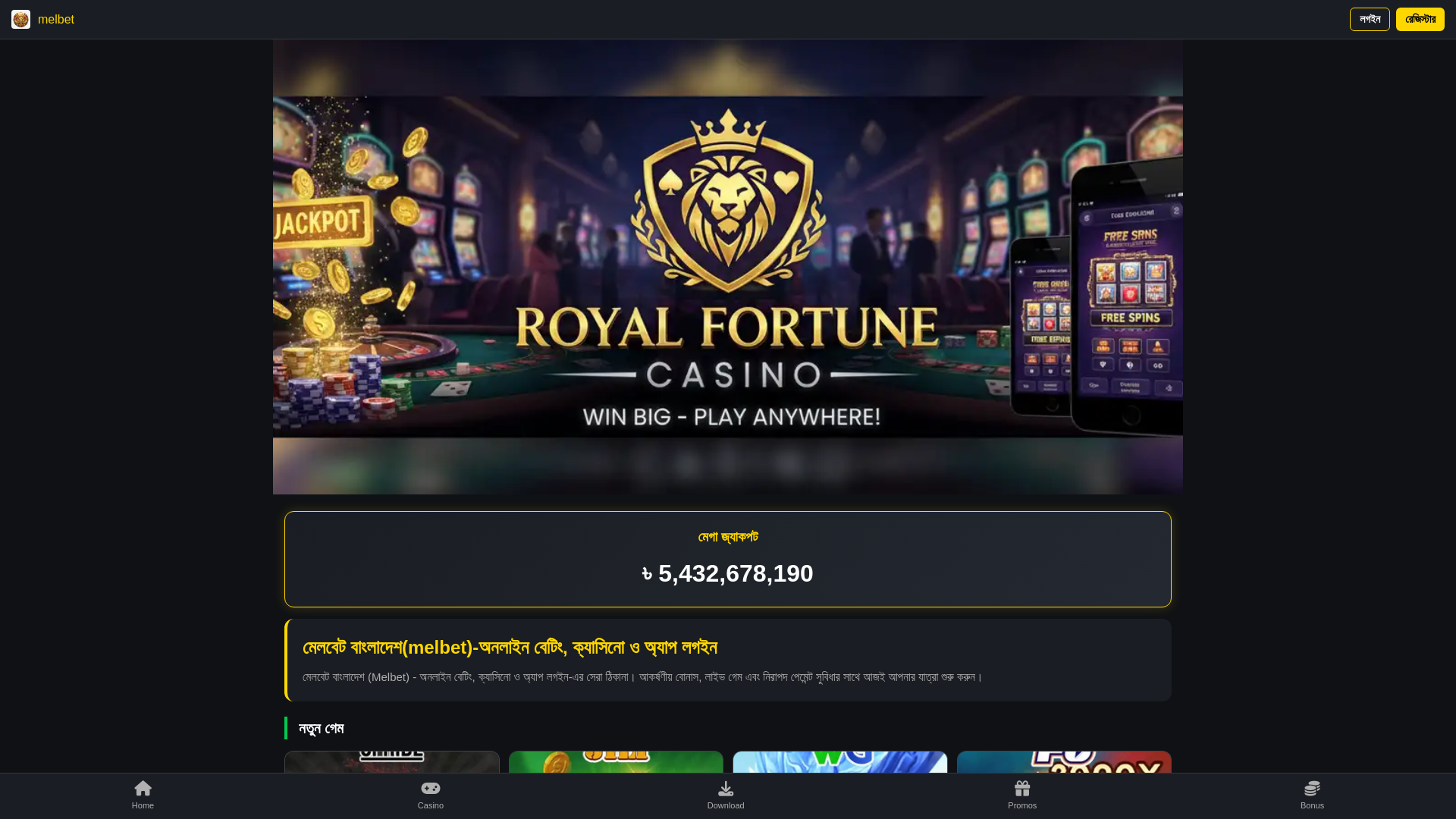 website screenshot of https://elmelbet.net