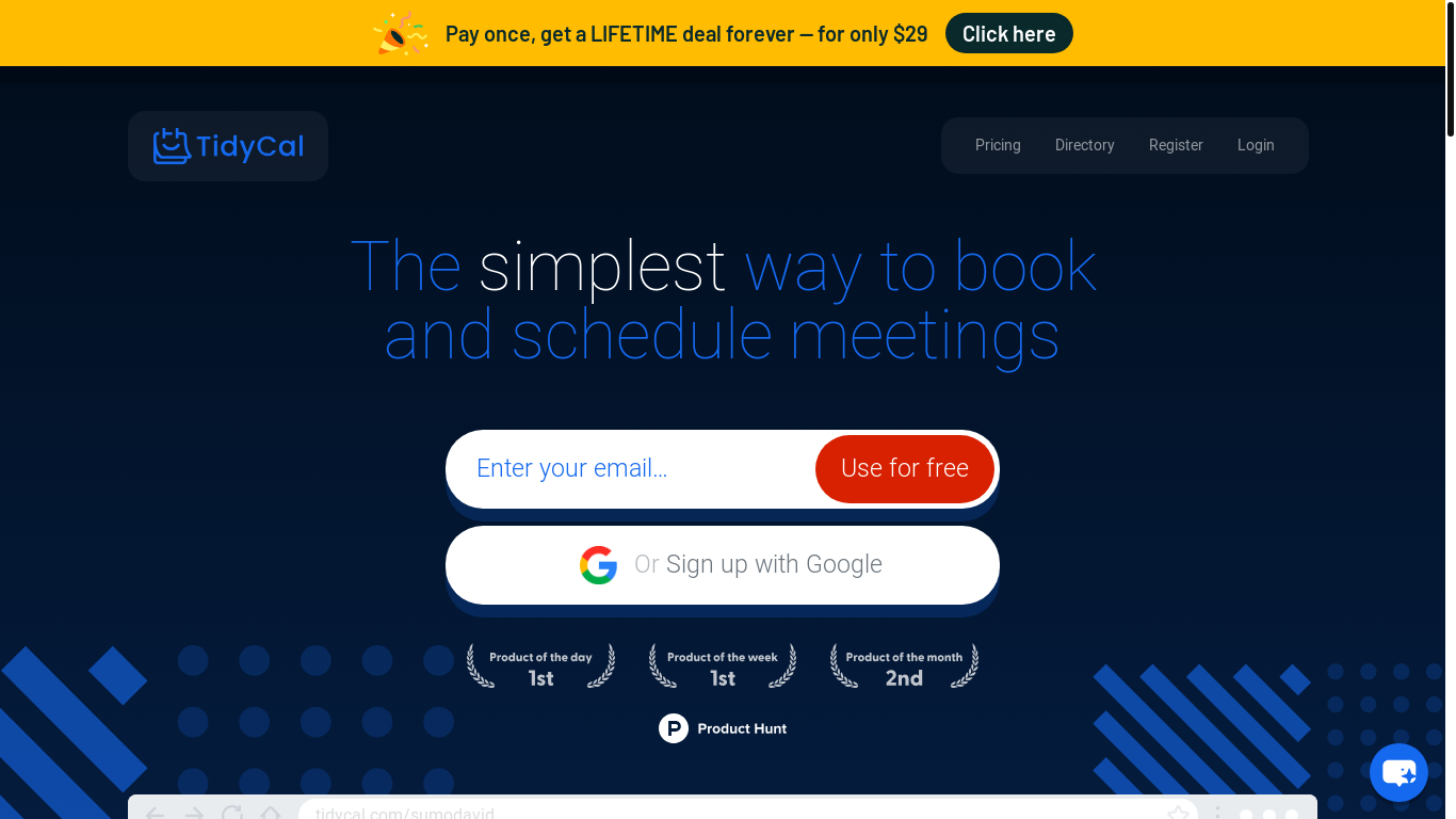 website screenshot of https://tidycal.com/