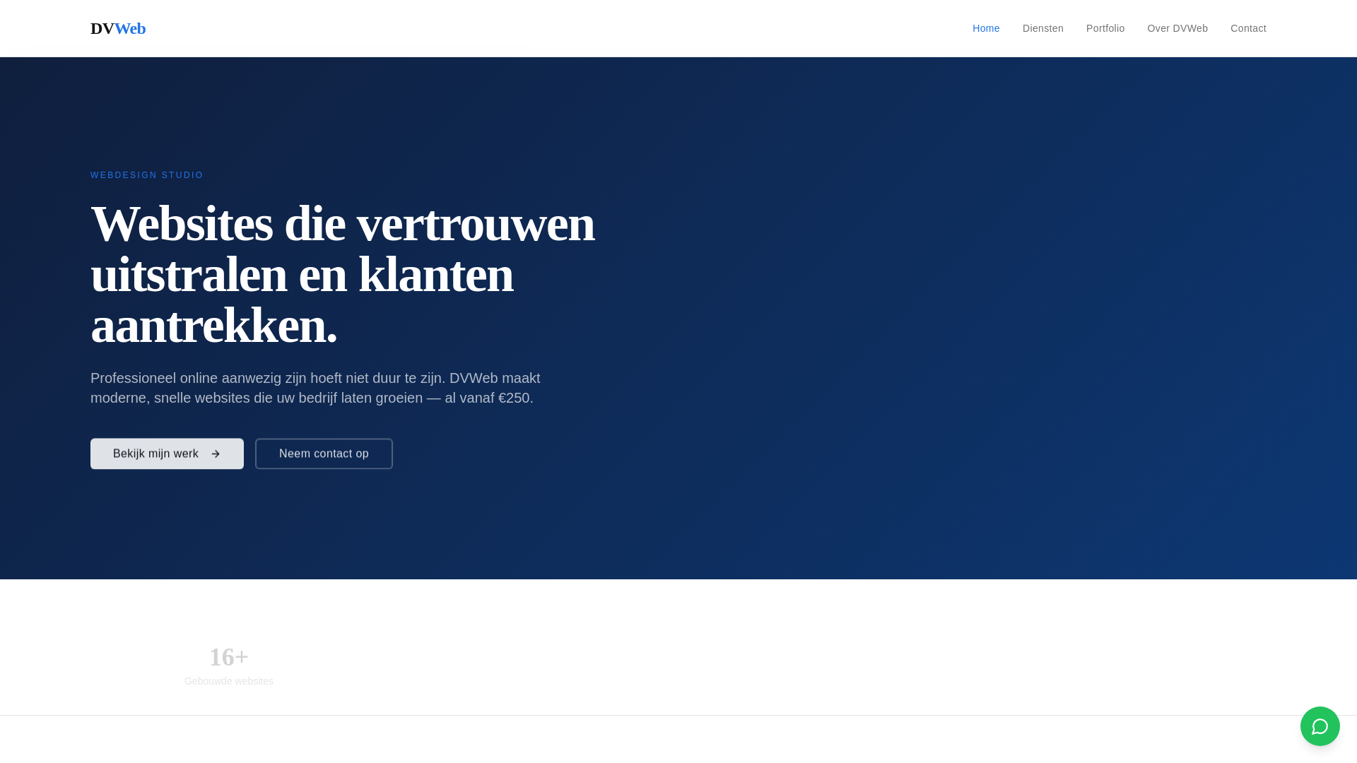 website screenshot of https://dvweb.nl/