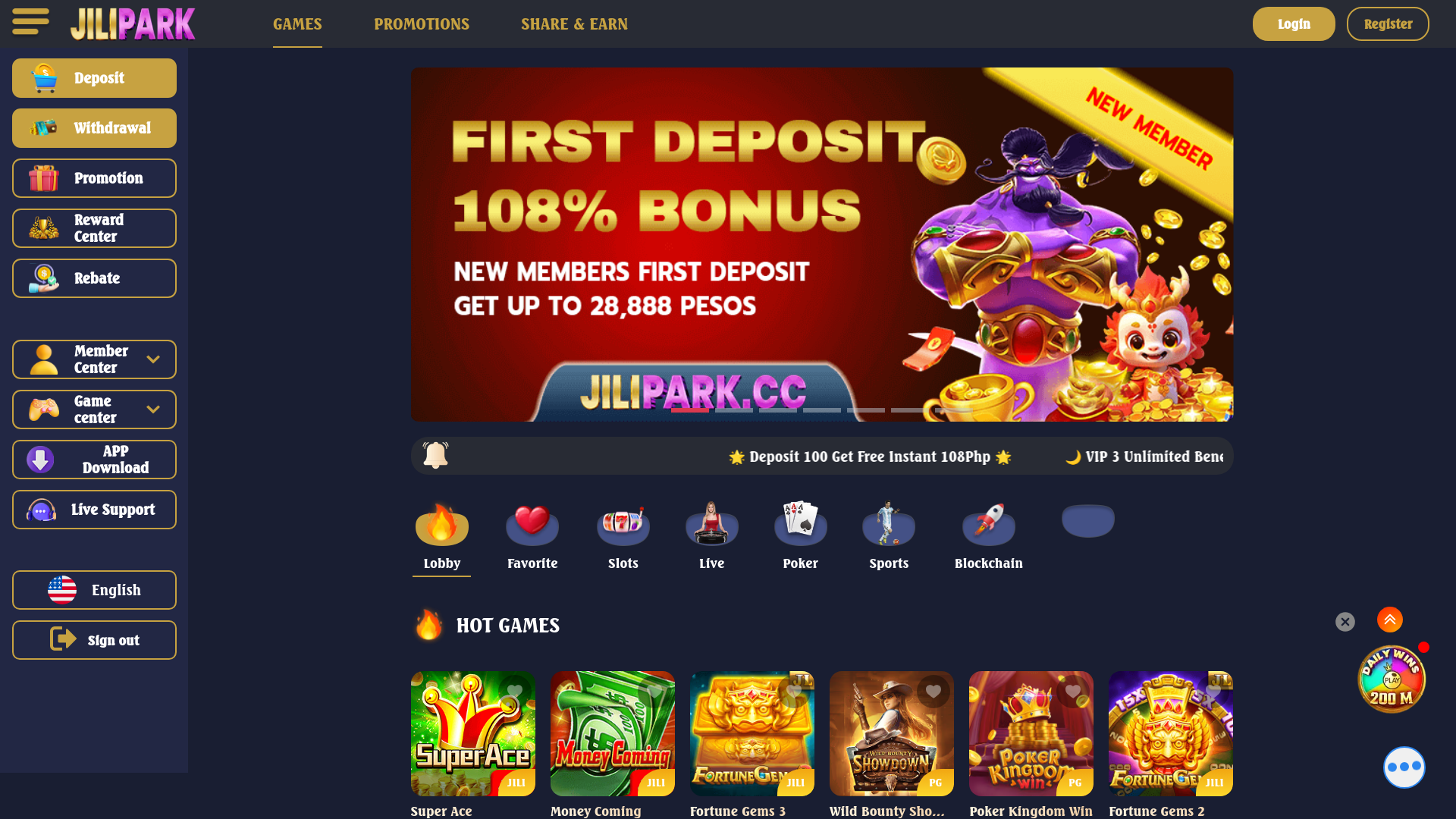 website screenshot of https://jilipark8i4.live/