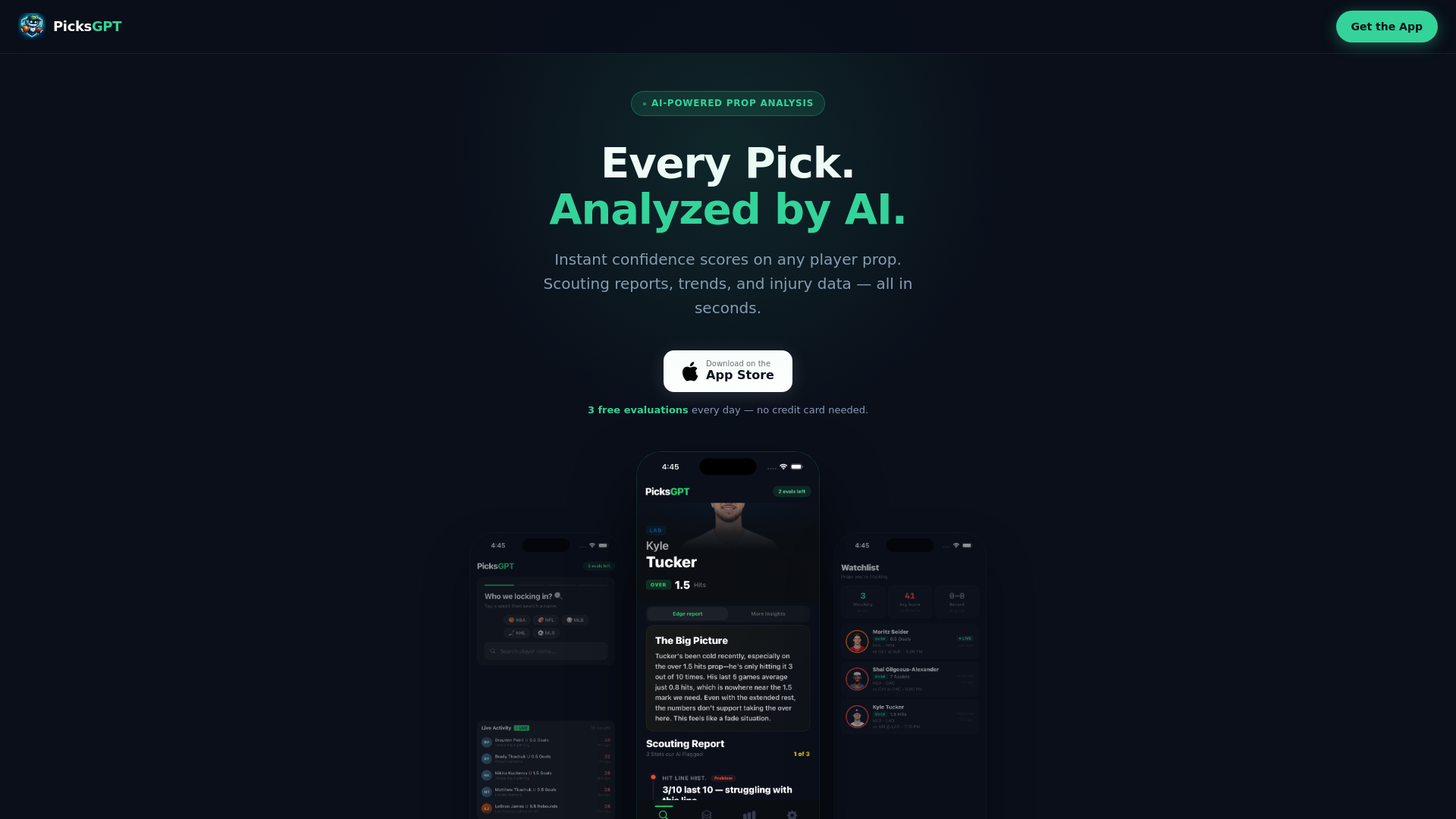 website screenshot of https://getpicksgpt.com