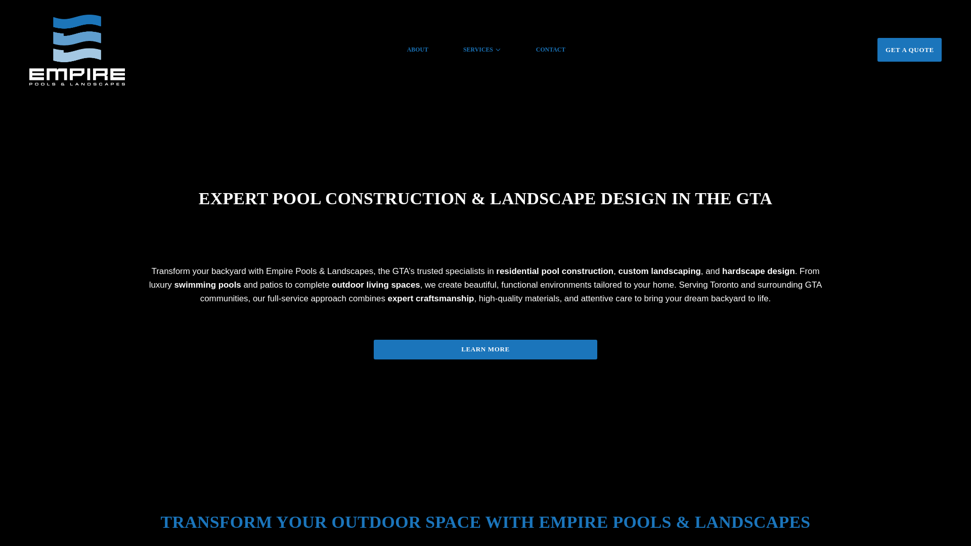 website screenshot of https://empirepoolsandlandscapes.ca
