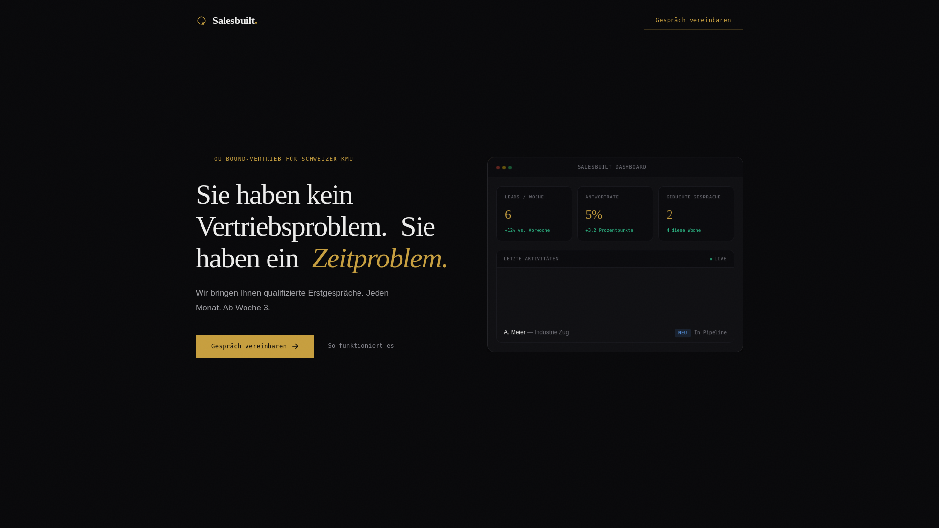 website screenshot of https://salesbuilt.ch/