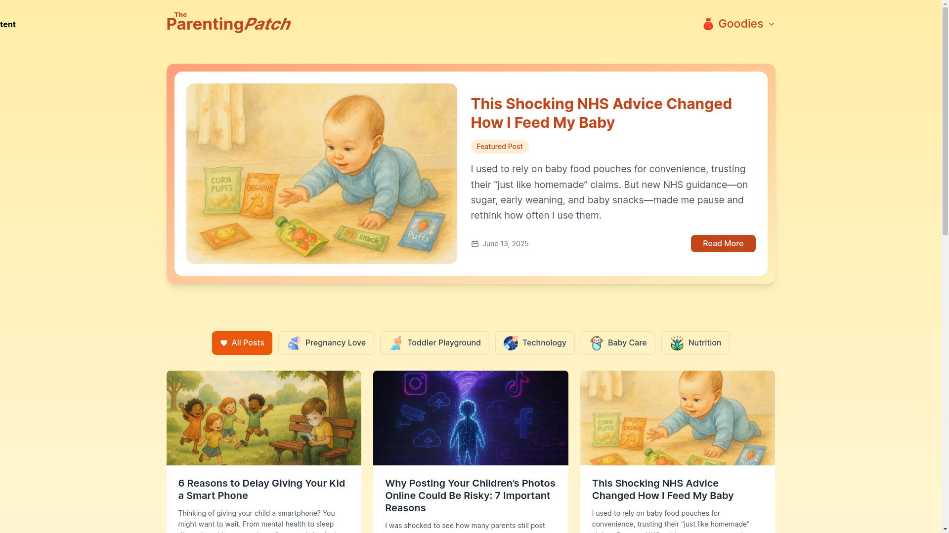 website screenshot of https://theparentingpatch.pages.dev/