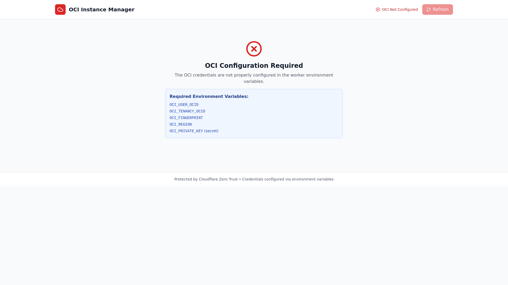 website screenshot of https://oci-instance-manager.pages.dev/