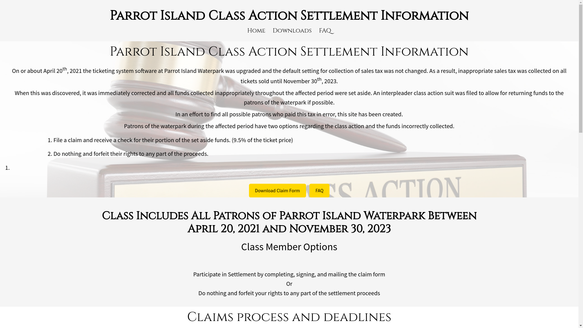 website screenshot of https://parrotislandsettlement.com/