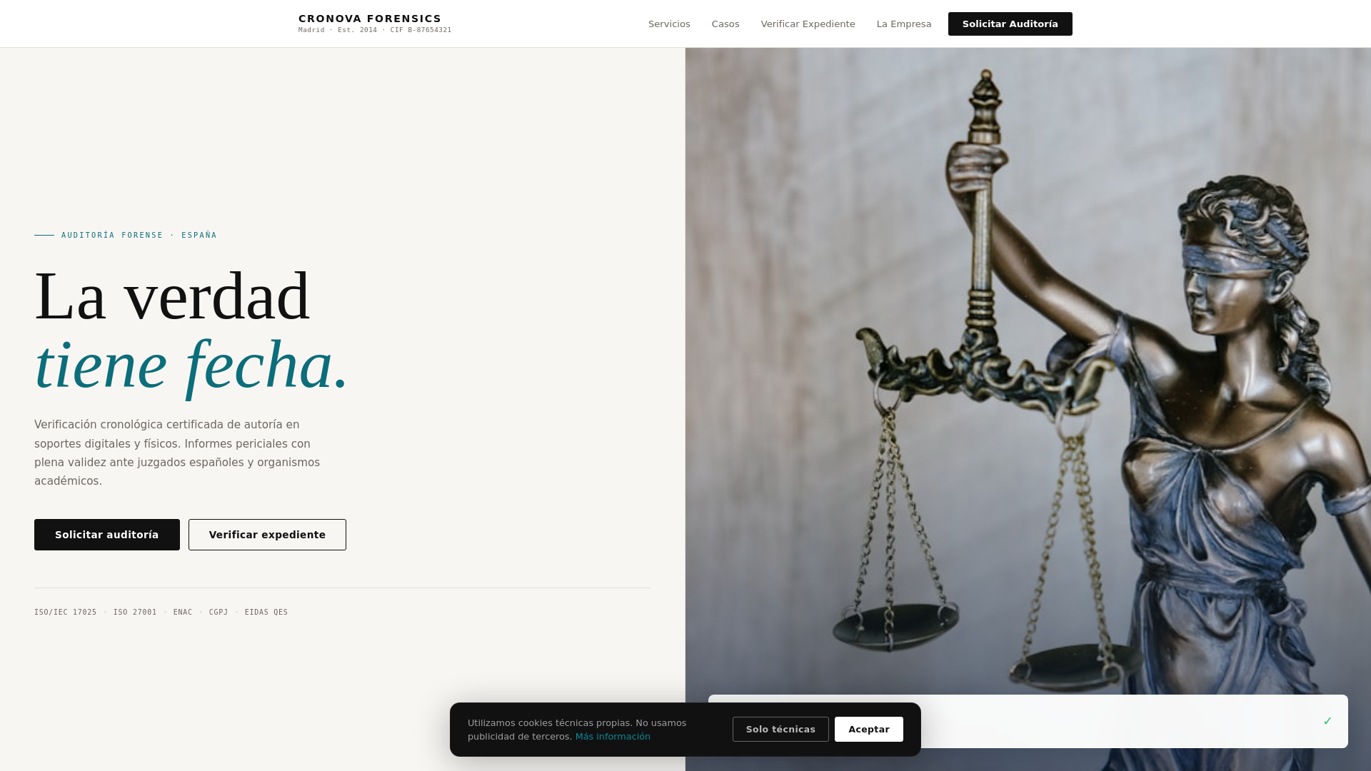 website screenshot of https://cronovaforensics.com/