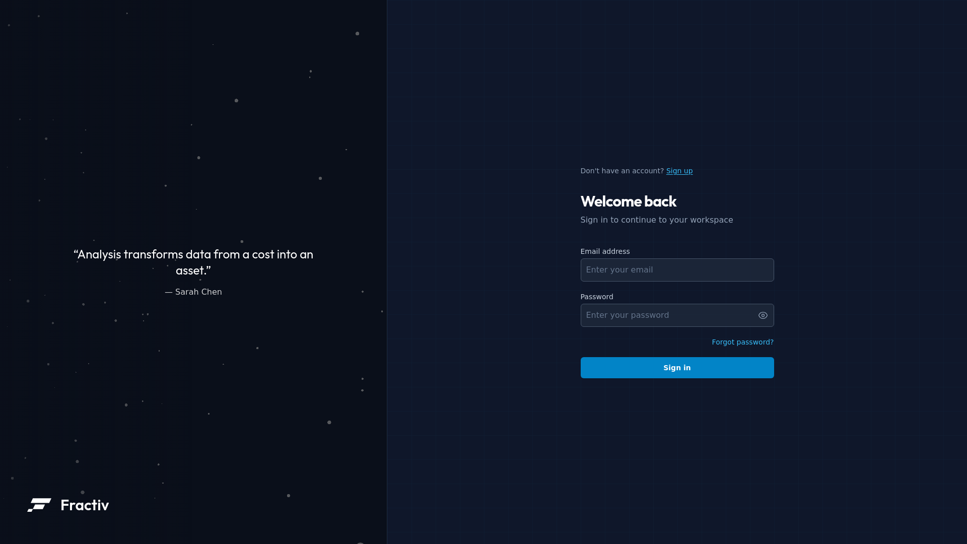 website screenshot of https://app.fractiv.ai/