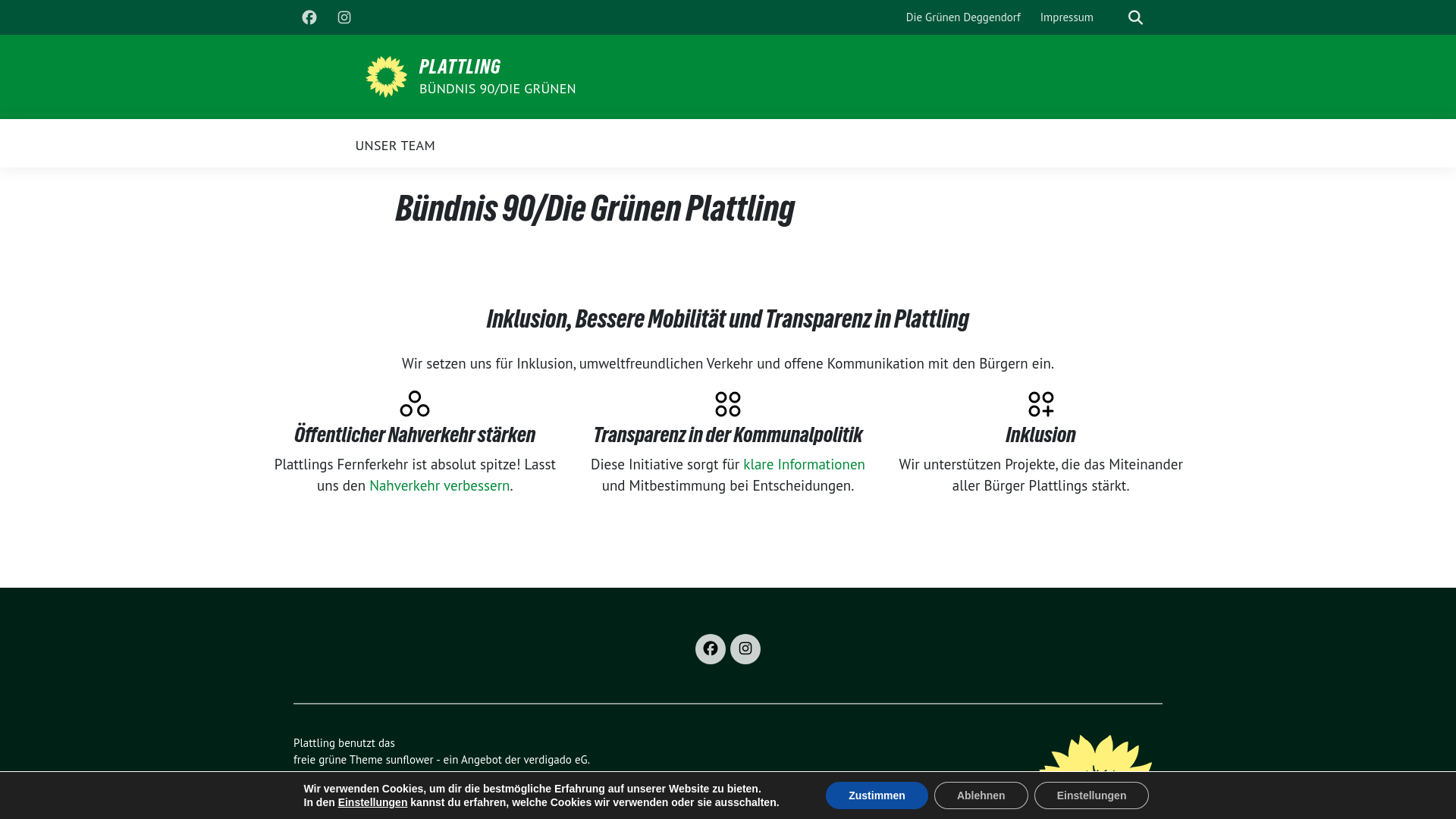 website screenshot of https://gruene-plattling.de/
