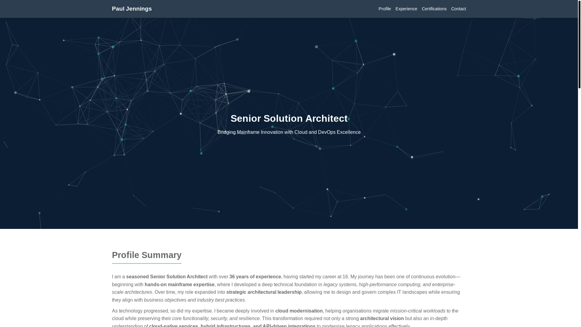website screenshot of https://pauljenningscv.pages.dev/