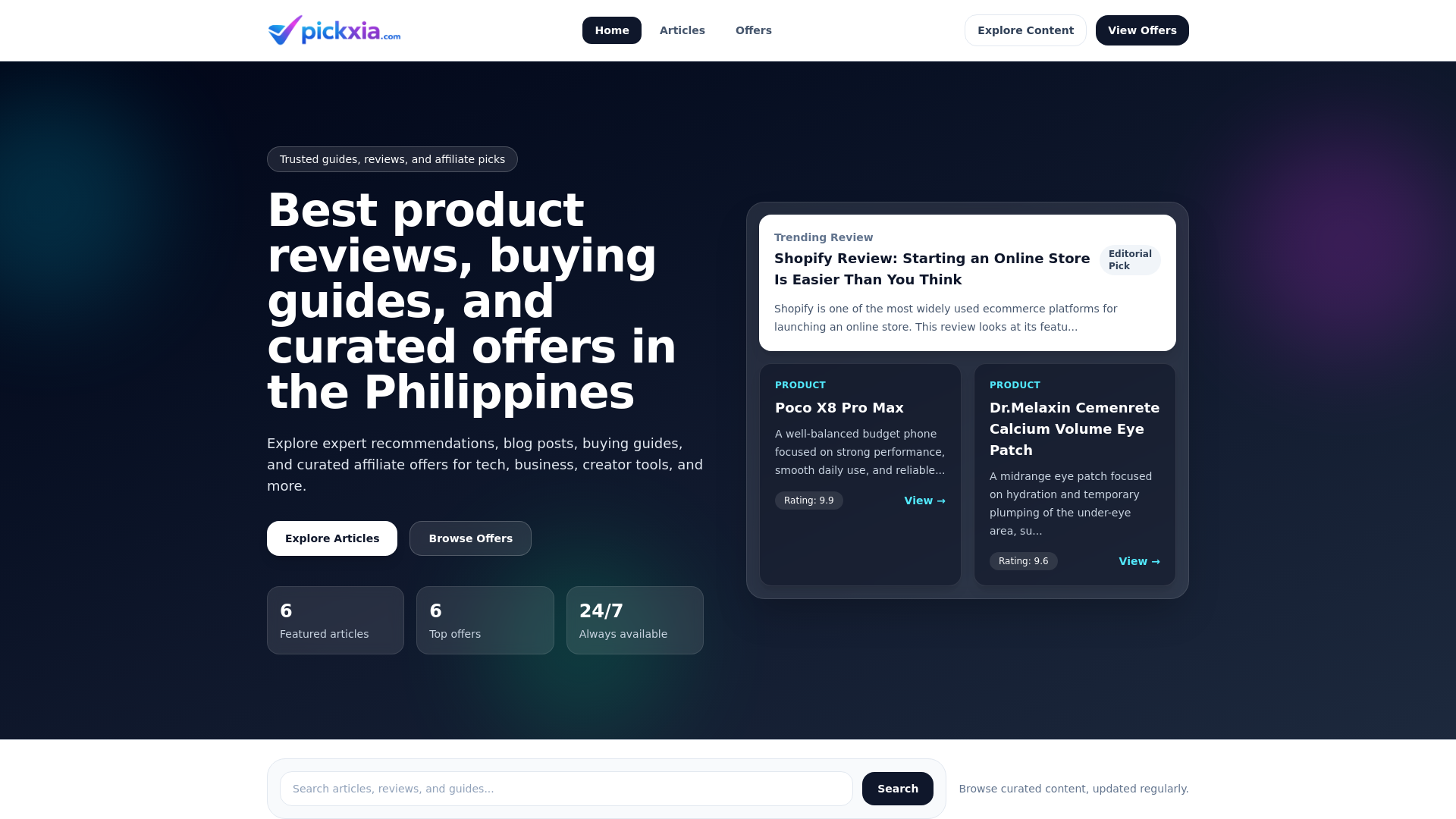 website screenshot of https://pickxia.com/