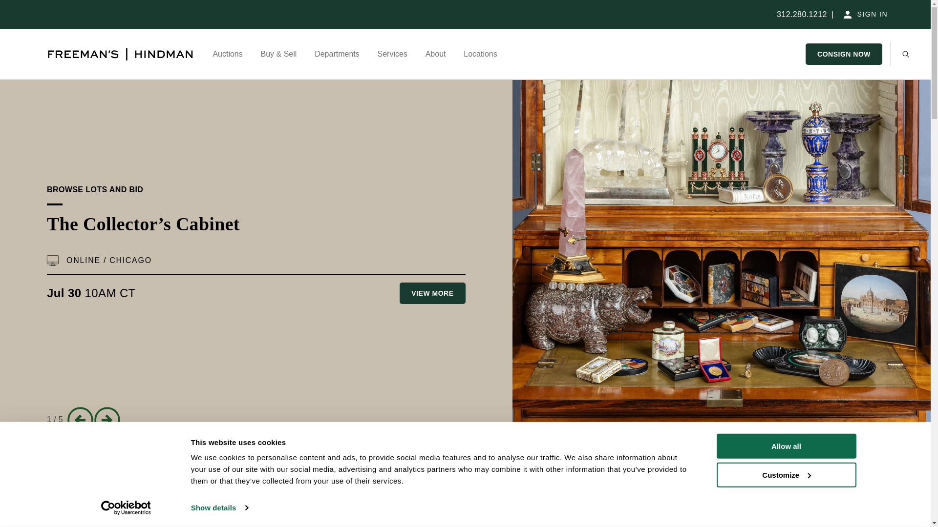 website screenshot of https://hindmanauctions.com/