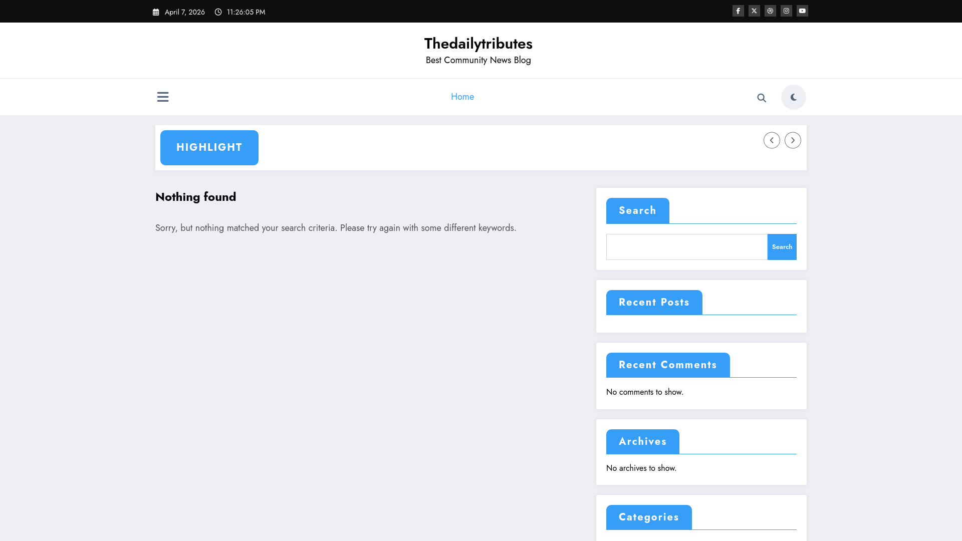 website screenshot of https://thedailytributes.site