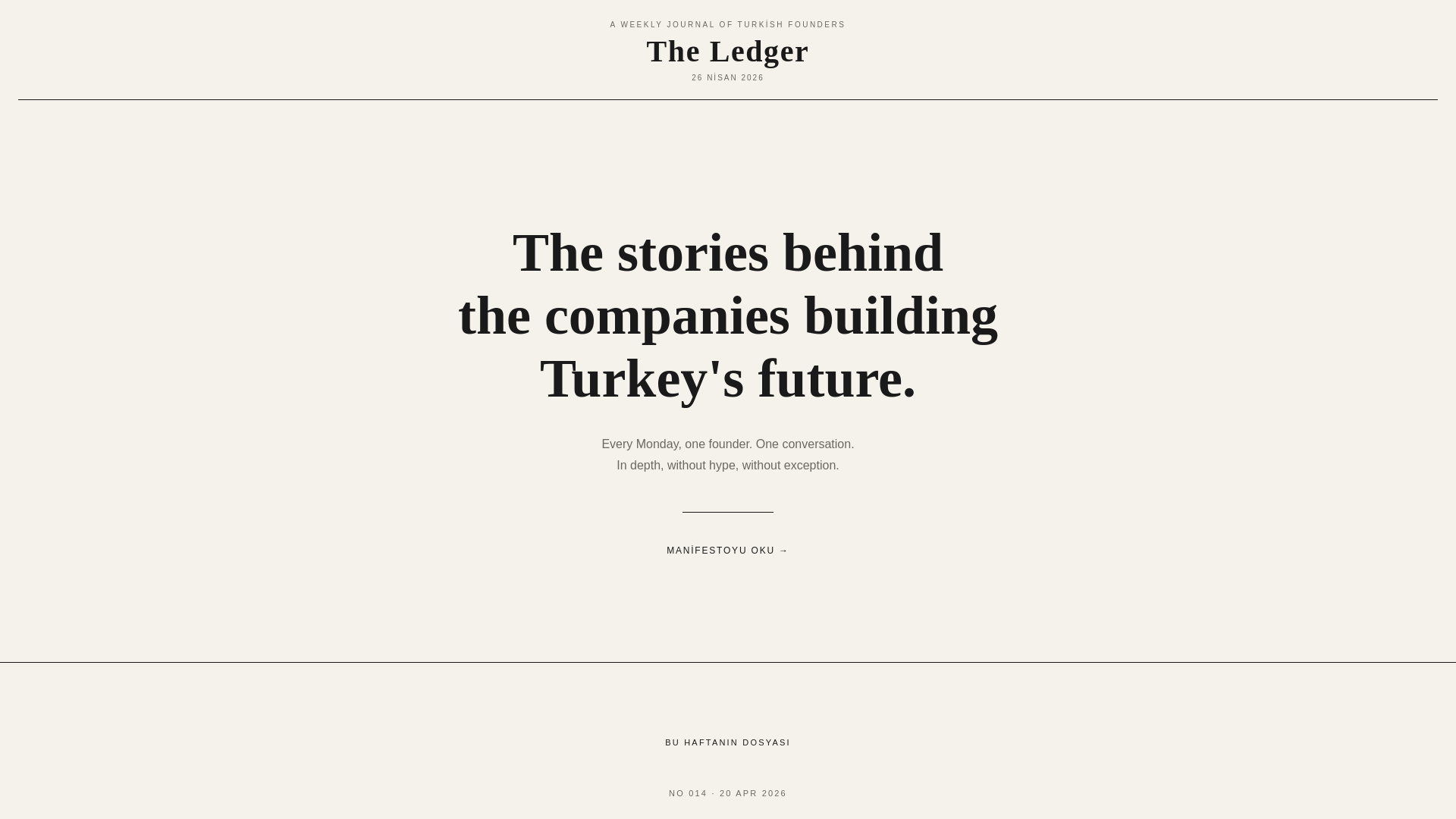 website screenshot of https://theledger.com.tr/