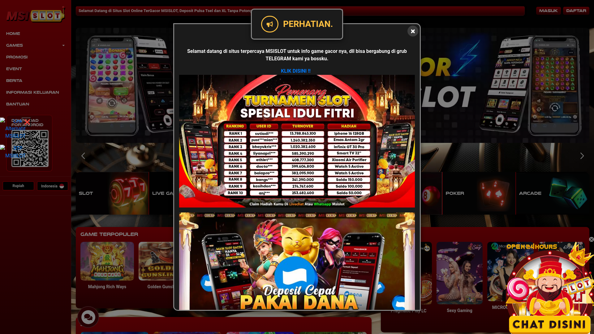 website screenshot of https://20msislot.net/