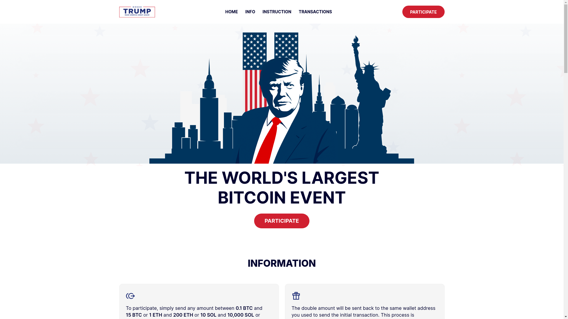 website screenshot of https://crashtrump.live/