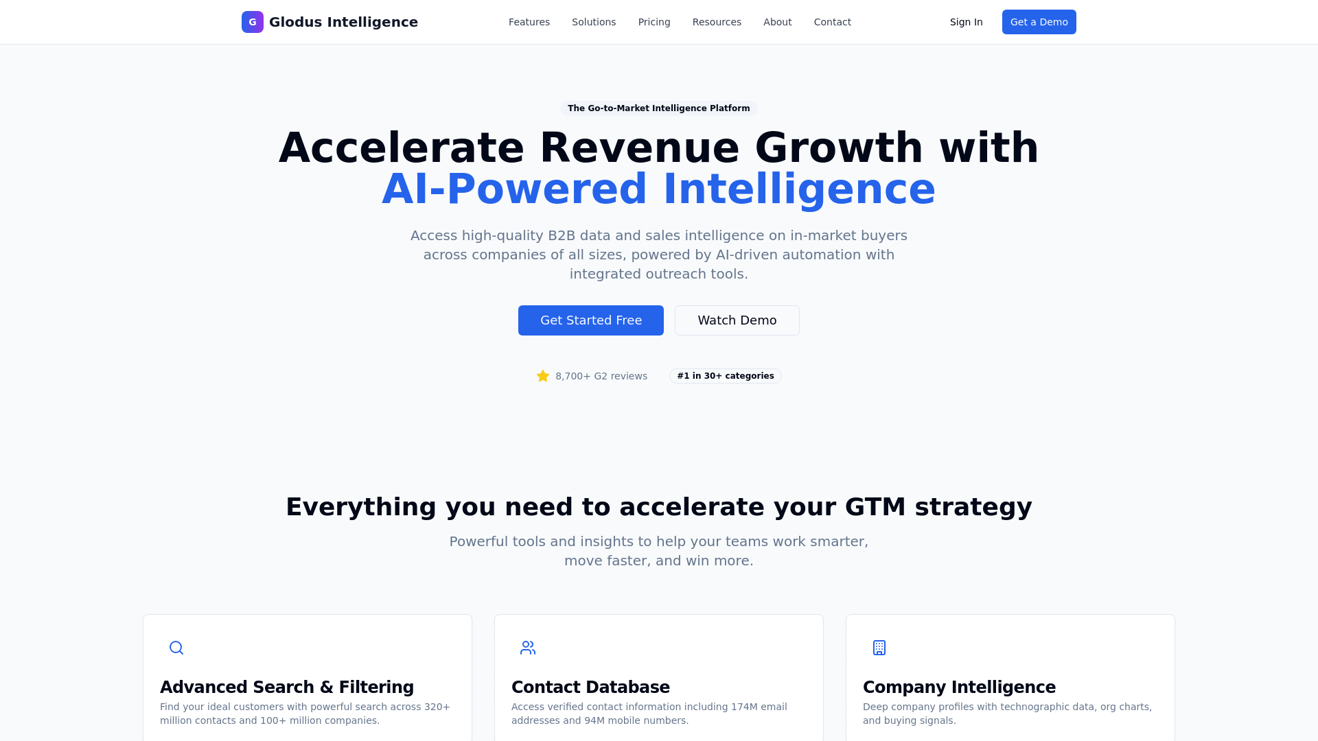 website screenshot of https://glodusinfo.com/