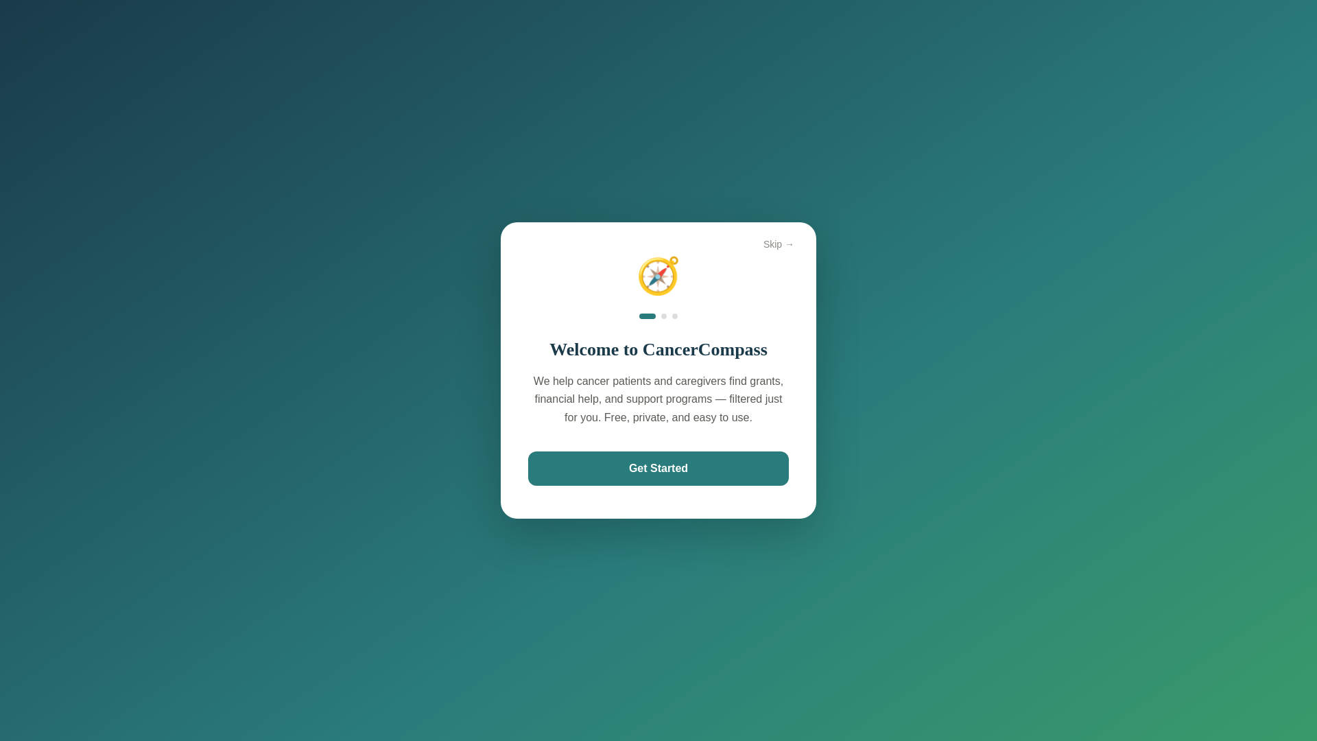 website screenshot of https://cancerhelpfinder.org/