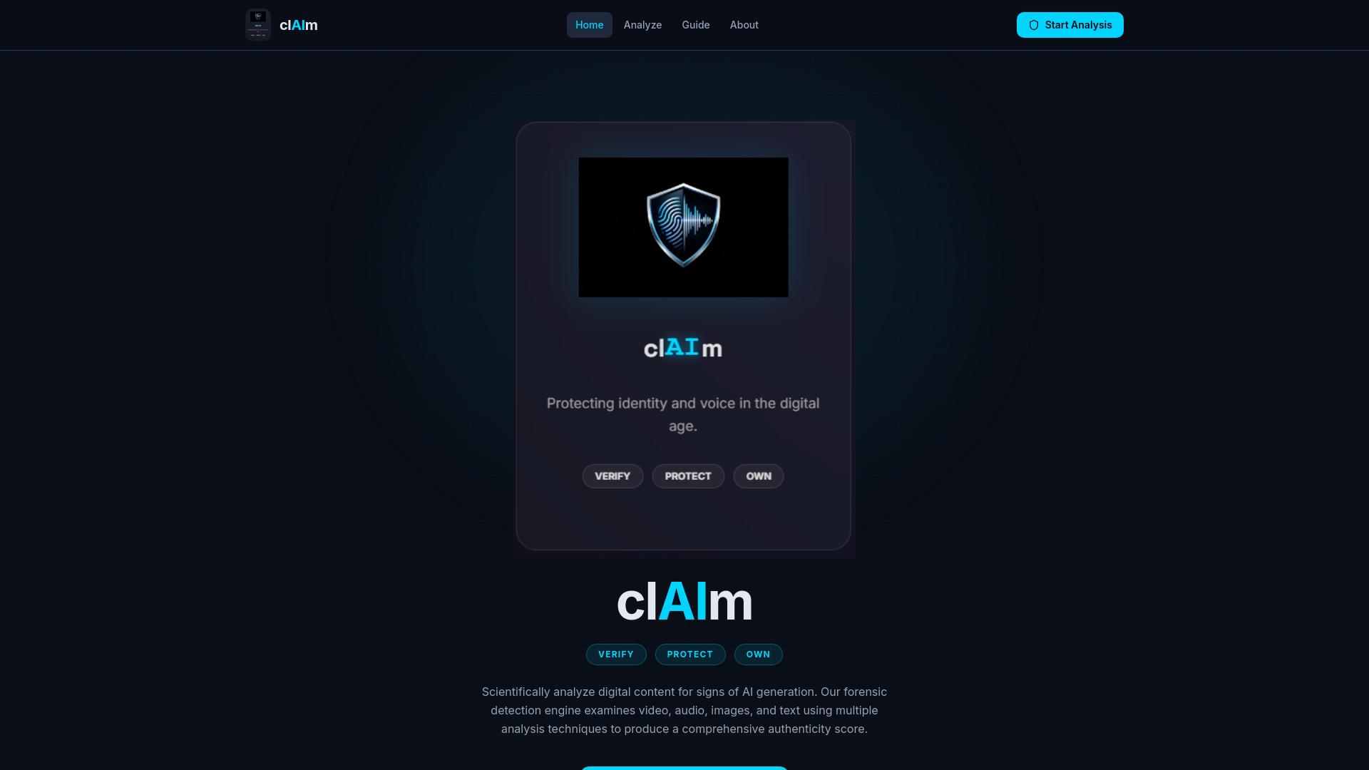 website screenshot of https://aidetect.expert