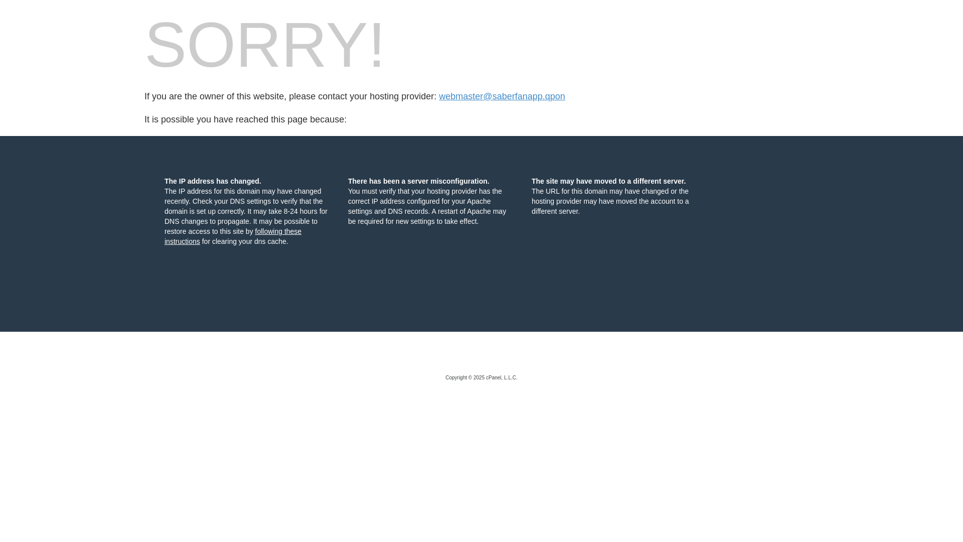 website screenshot of https://saberfanapp.qpon/