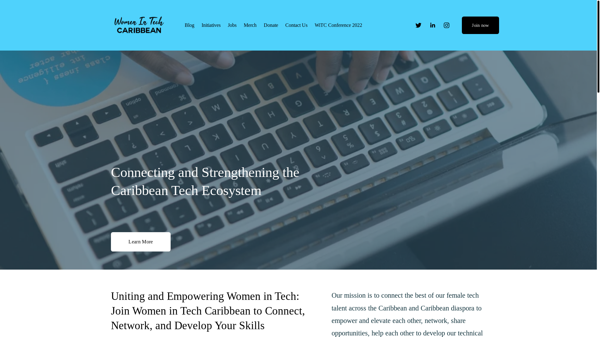 website screenshot of https://womenintechcaribbean.org/