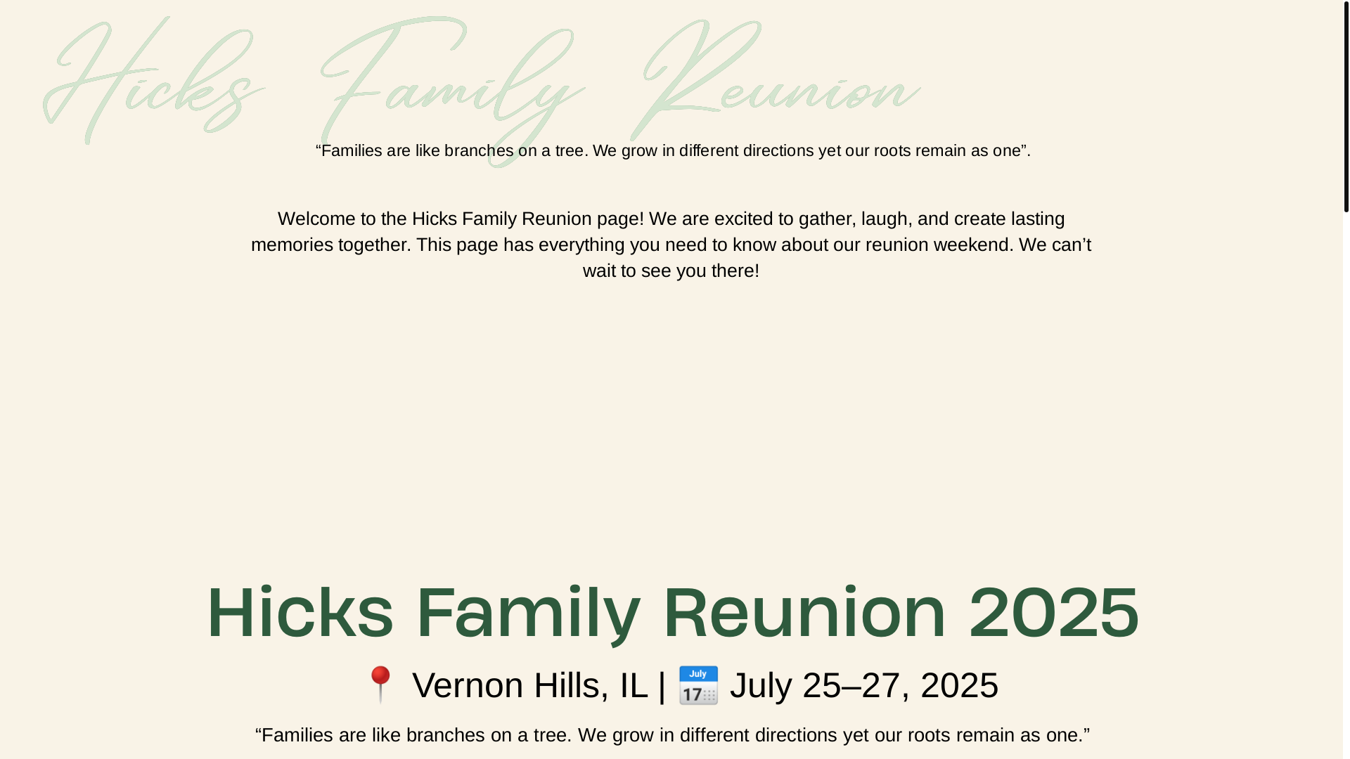 website screenshot of https://hicksfamilyreunion.org/
