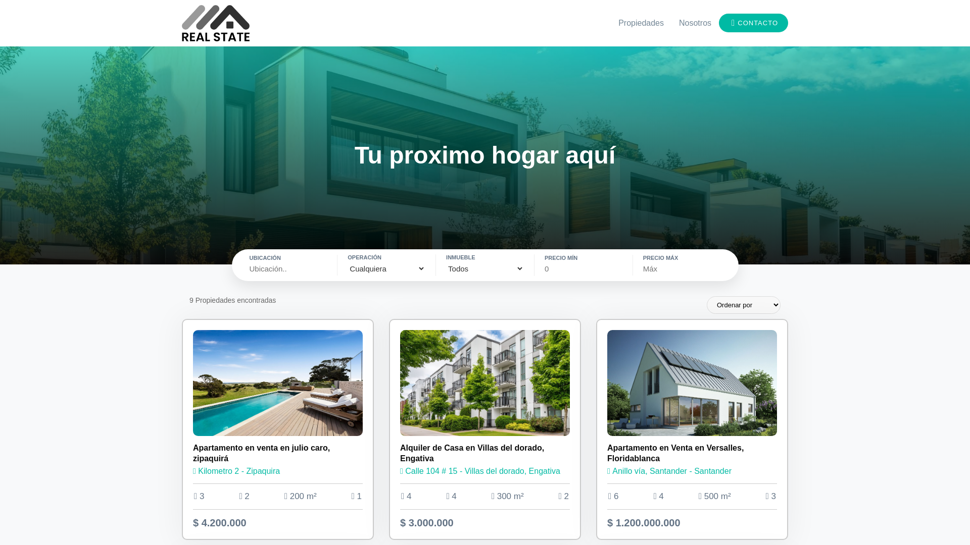website screenshot of https://inmobiliariagsl.pages.dev/