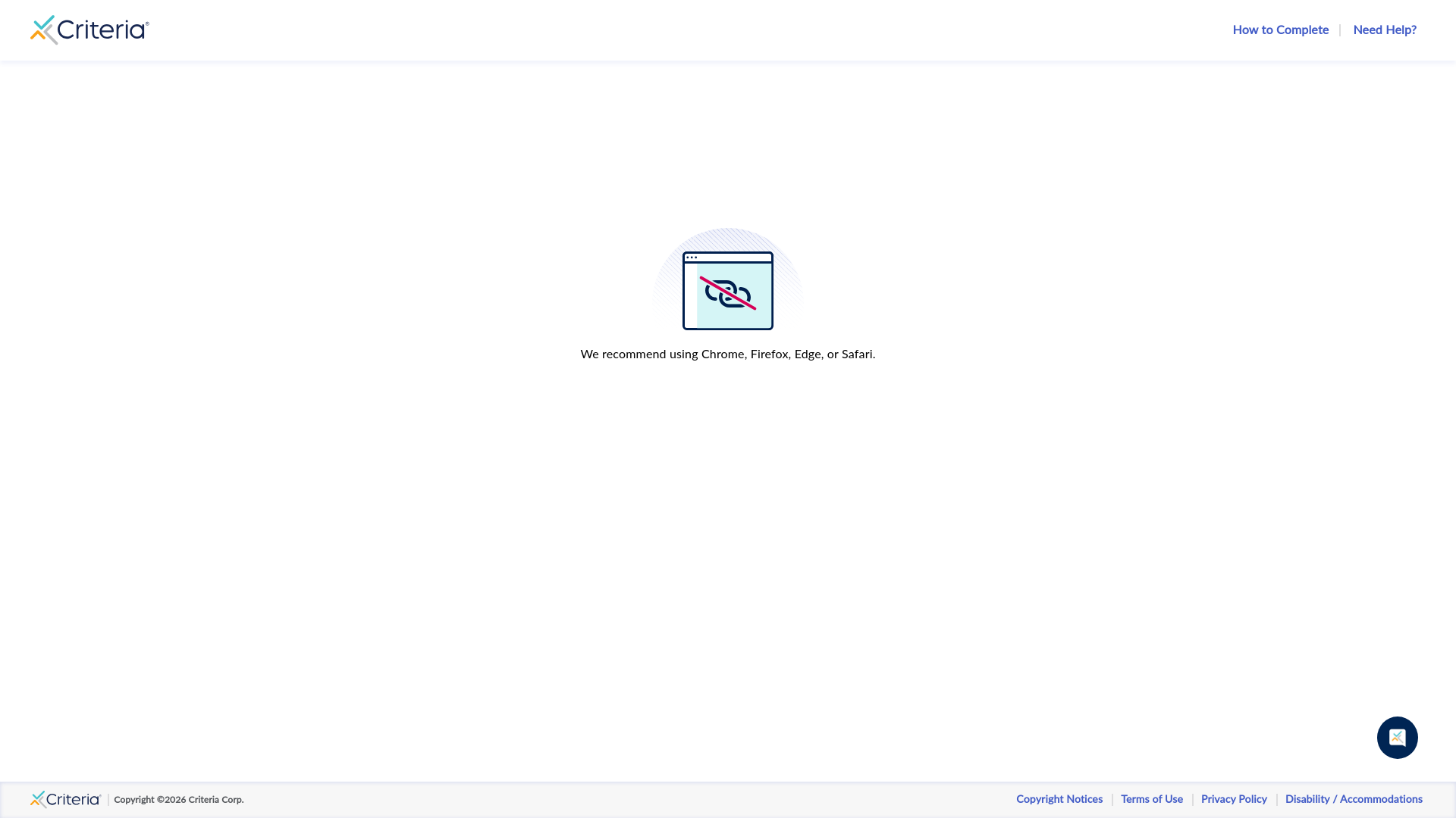 website screenshot of https://ondemandassessment.com/e/AME8sHPPeVPmK84f/landing