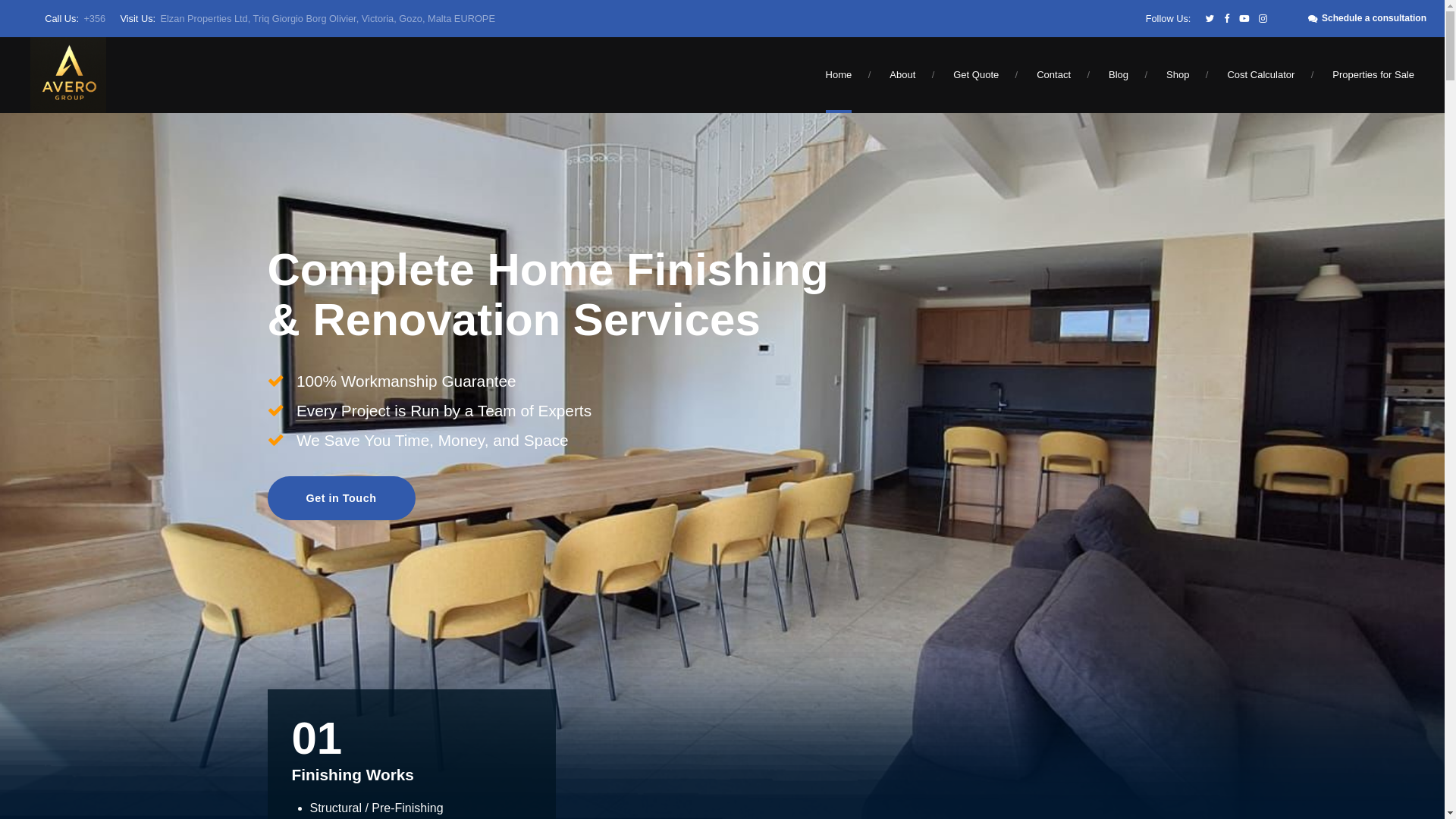 website screenshot of https://averogroup.com.mt/