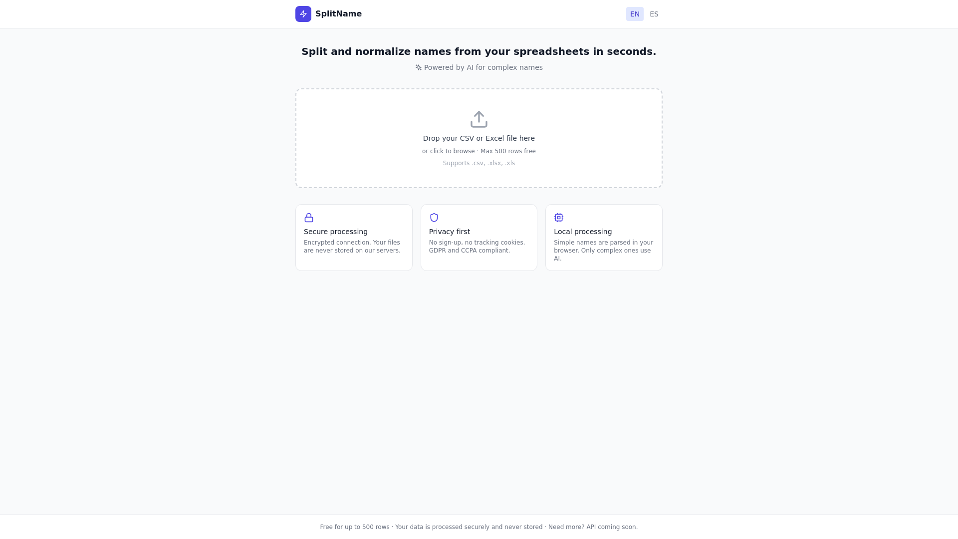 website screenshot of https://splitname.pages.dev/