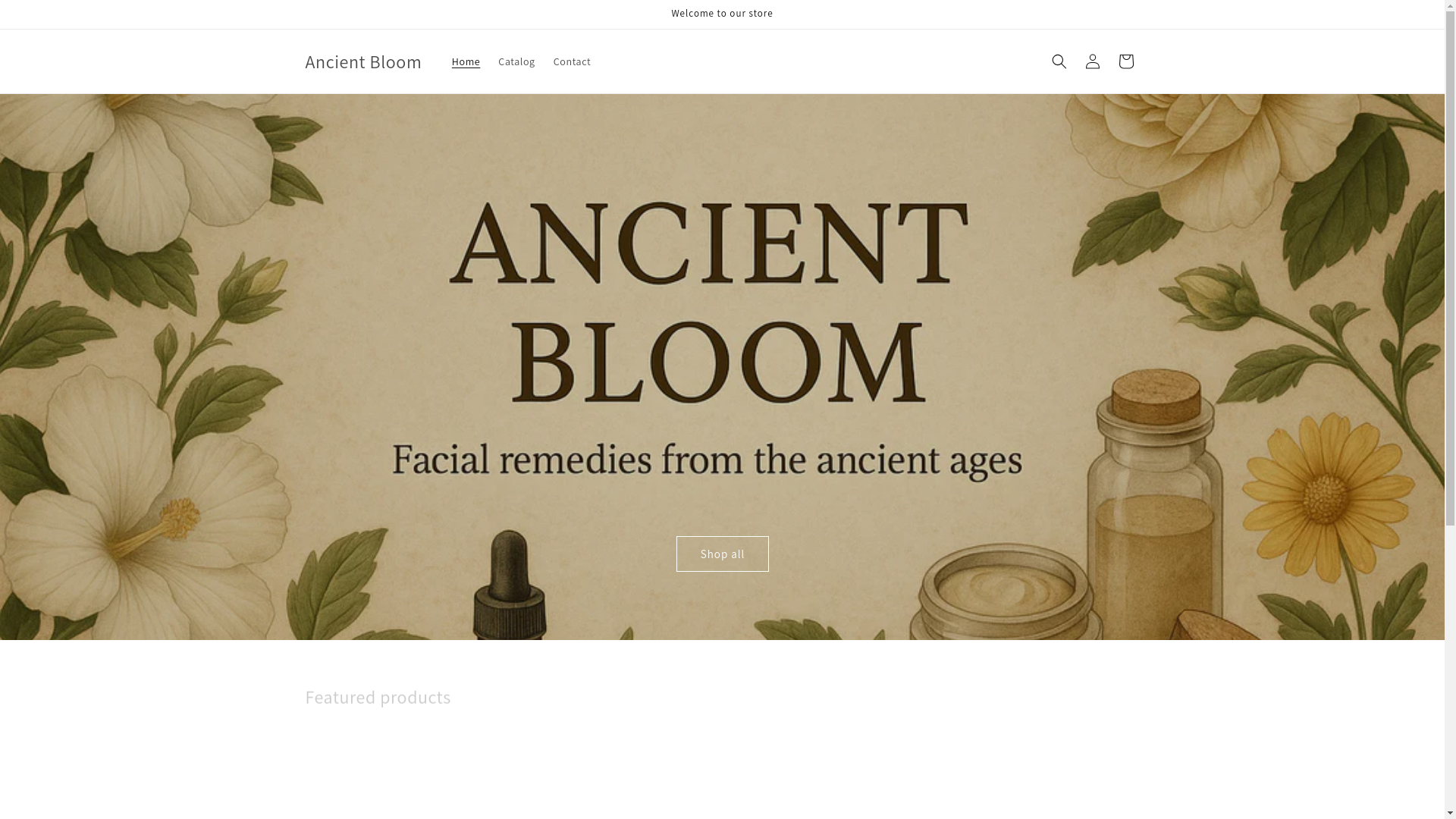 website screenshot of https://ancientbloom.store/