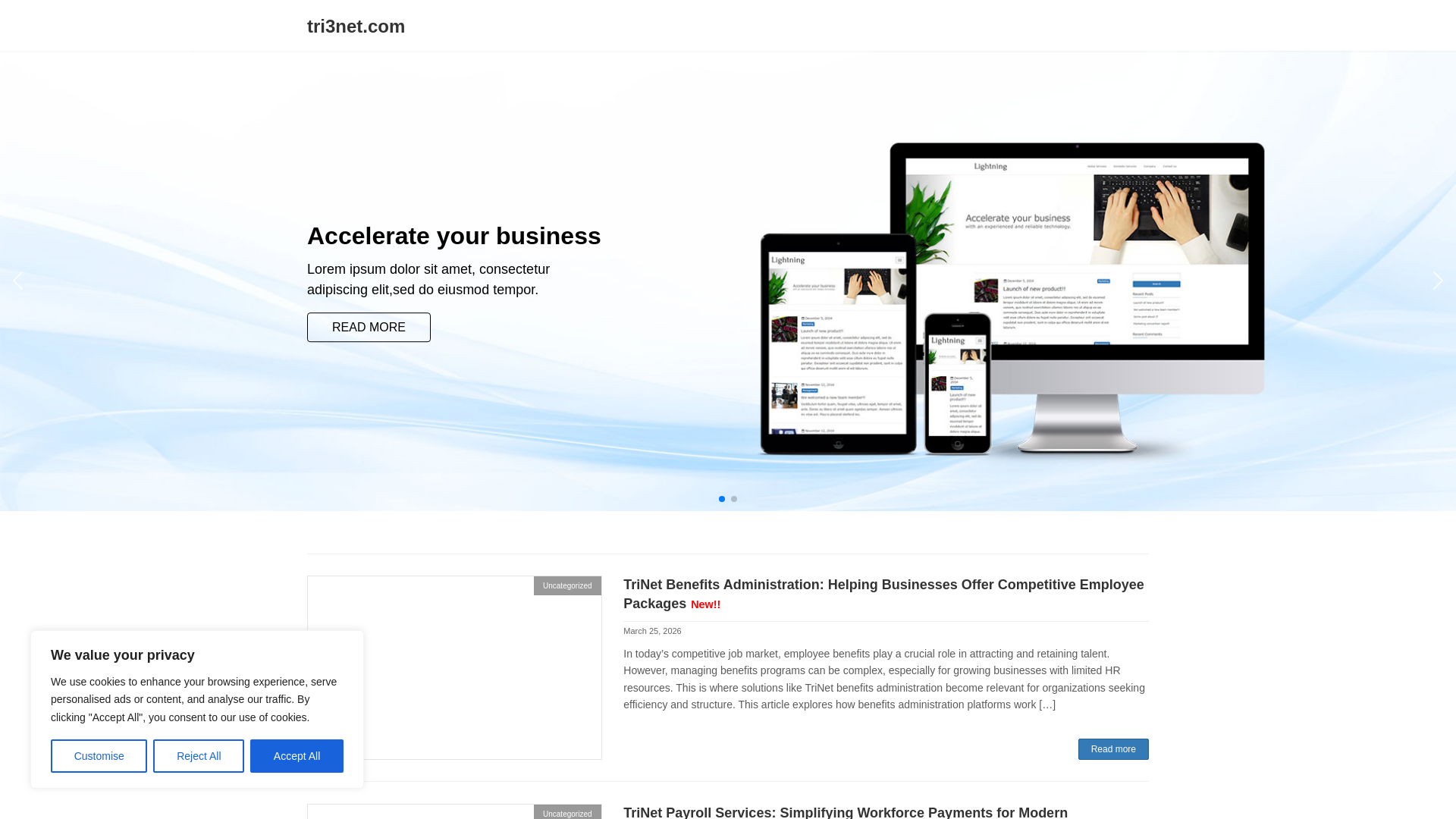 website screenshot of https://tri3net.com/
