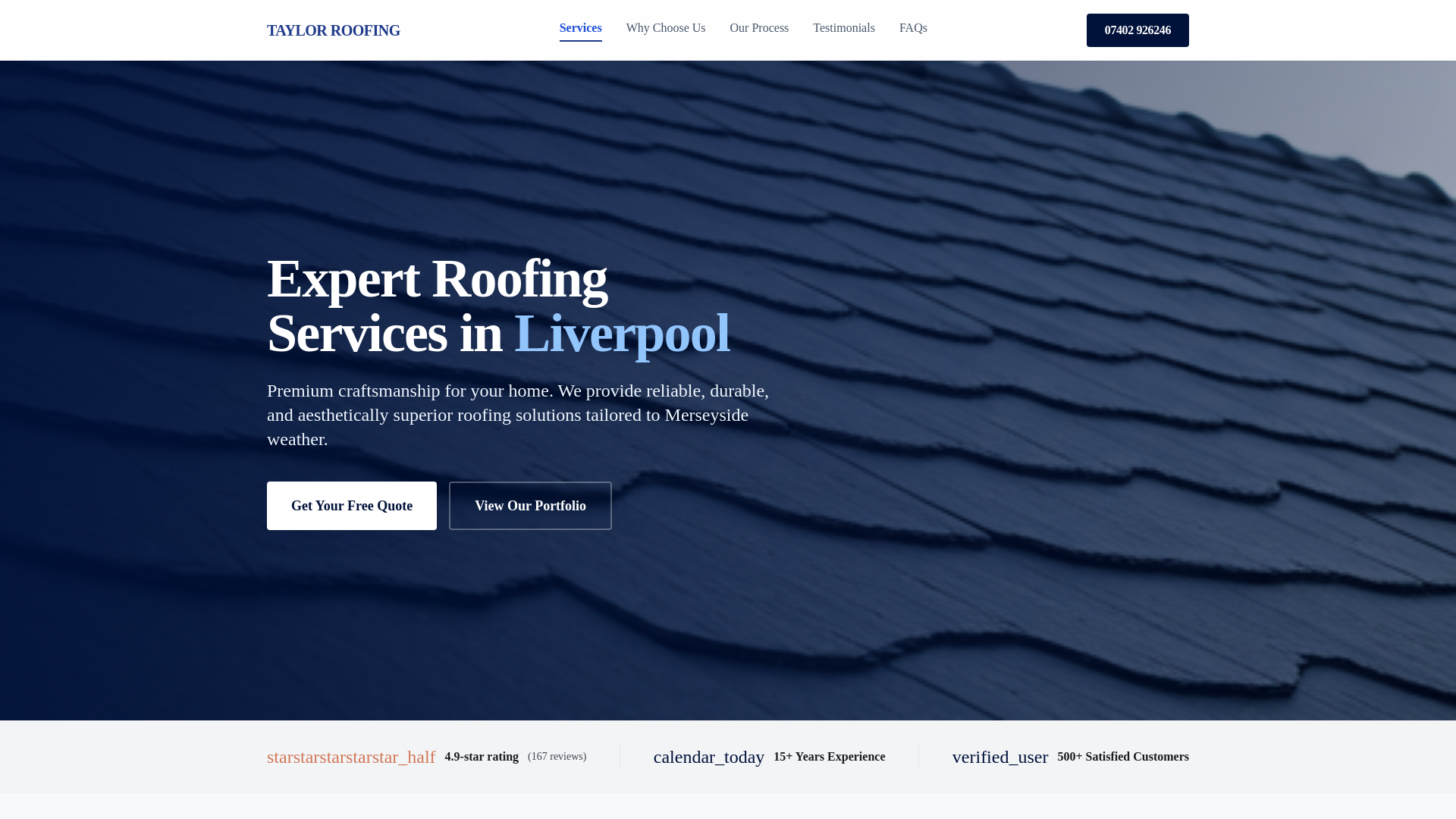 website screenshot of https://taylor-roofing-v1.pages.dev/