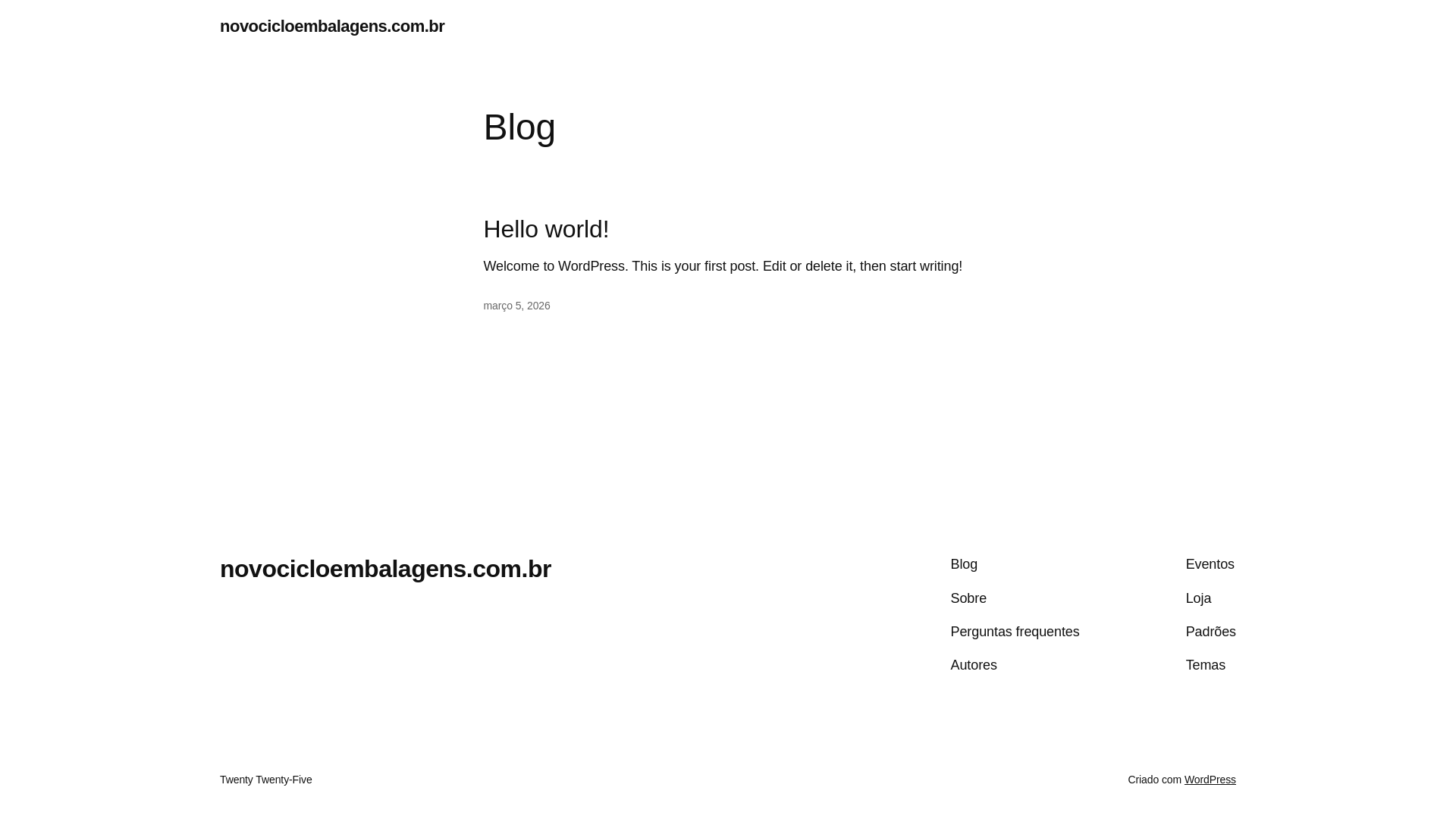 website screenshot of https://novocicloembalagens.com.br/